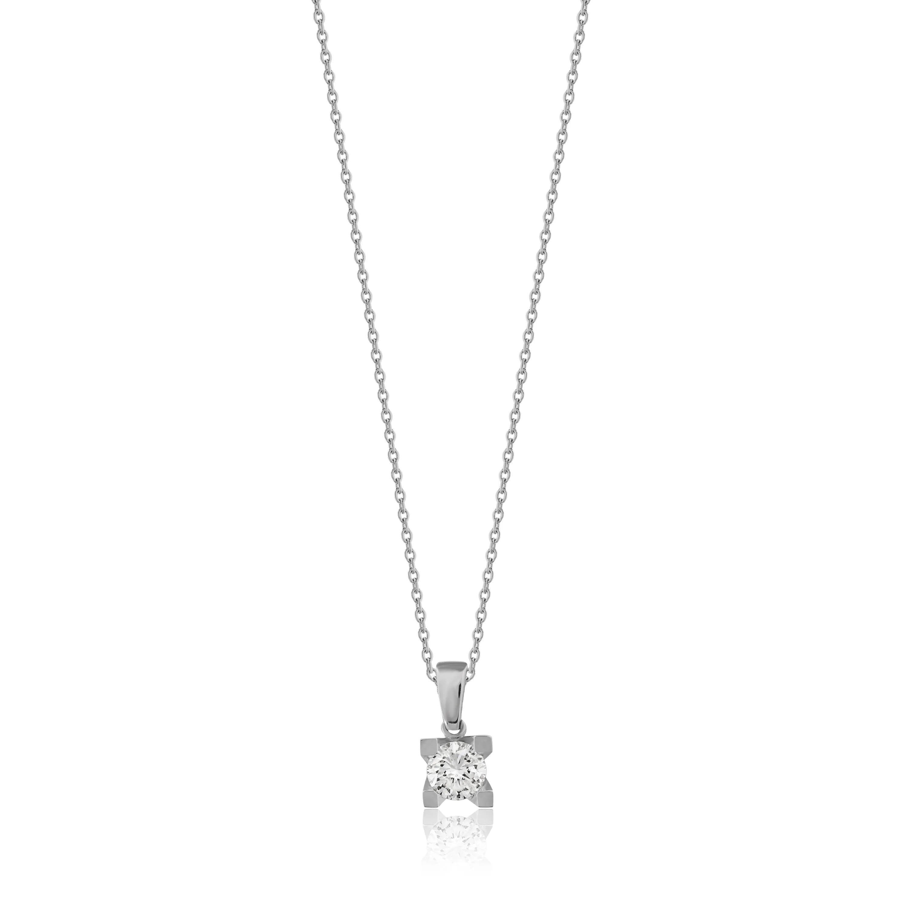 0,20 Karat Pırlanta Tektaş Kolye, F Renk SI - Venta Jewelry