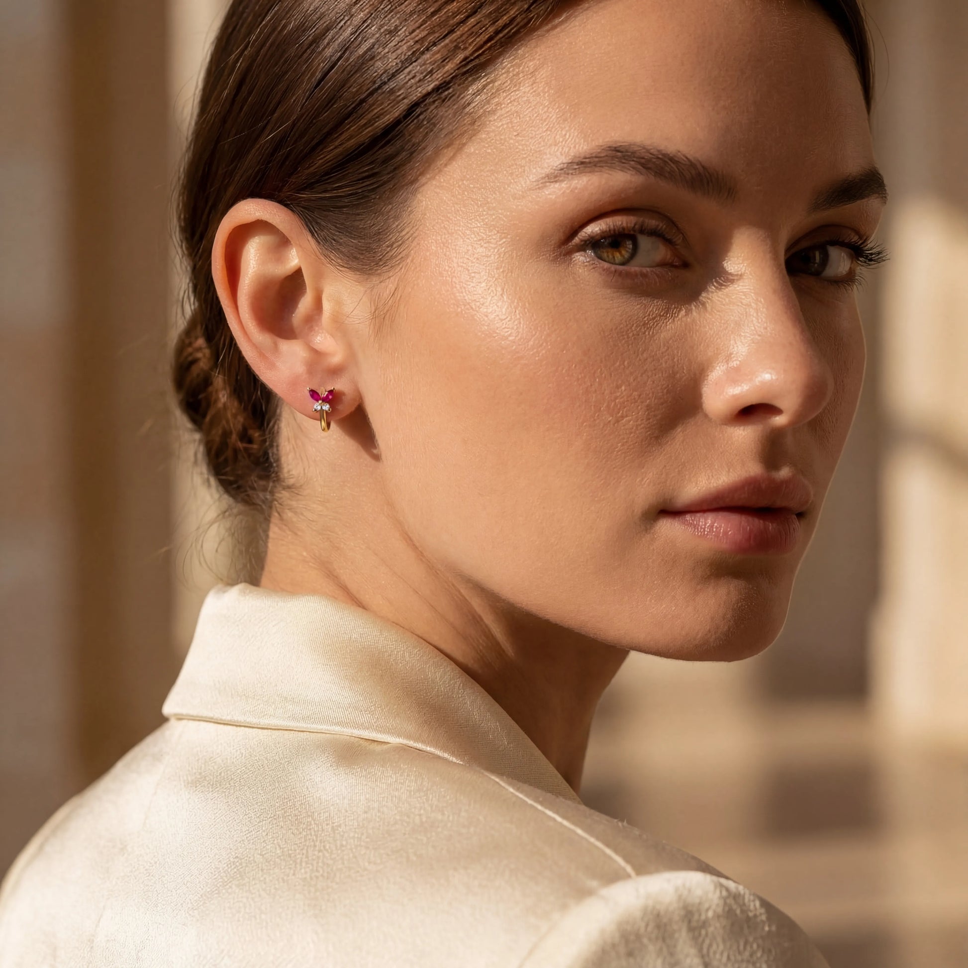 0,21 Karat Pırlanta Halka Küpe, F Renk SI - Venta Jewelry
