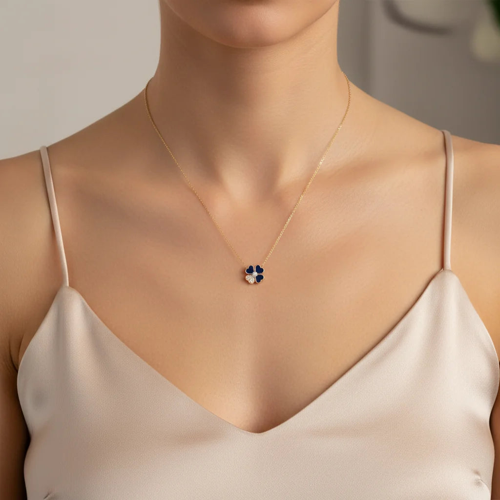 0,21 Karat Pırlanta Kolye "Yonca" - Venta Jewelry