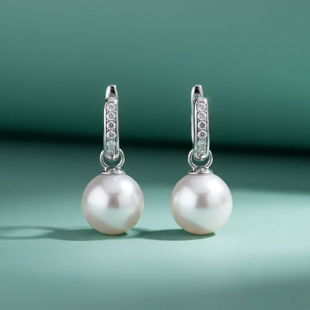 0,21 Karat Pırlantalı İnci Küpe - Venta Jewelry
