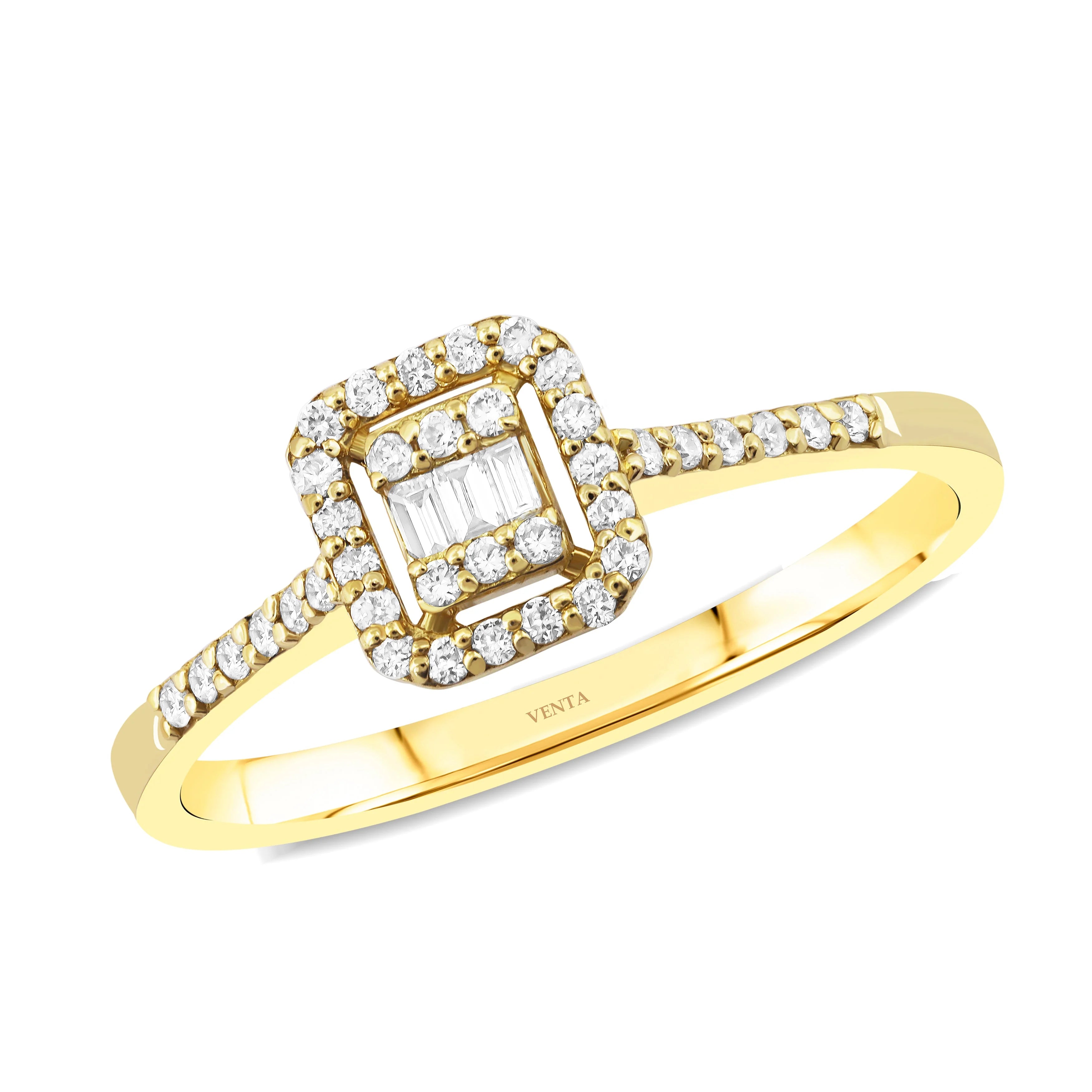 0,21 Tasarım Baget Pırlanta Yüzük - Venta Jewelry