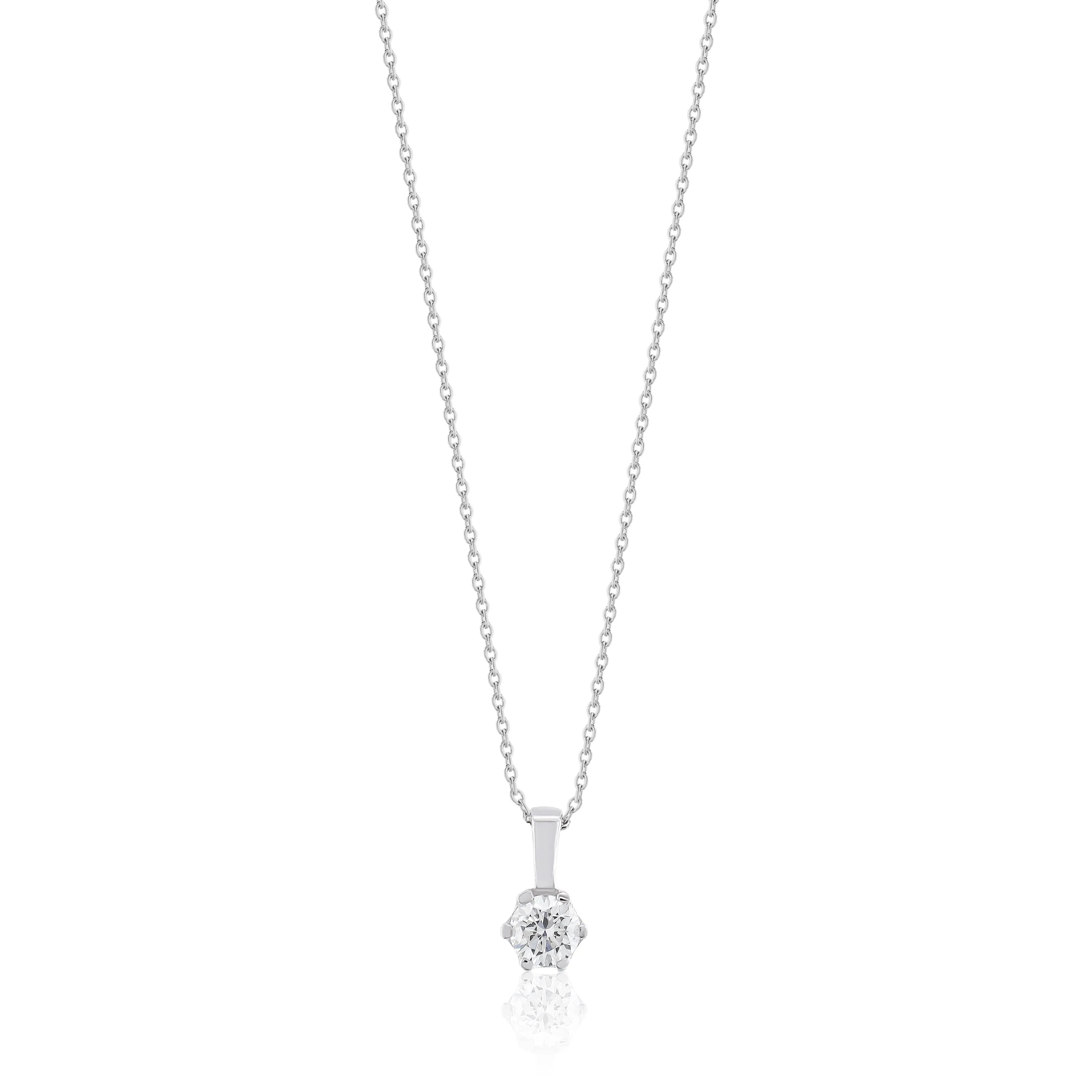 0,22 Karat Pırlanta Tektaş Kolye, F Renk SI - Venta Jewelry