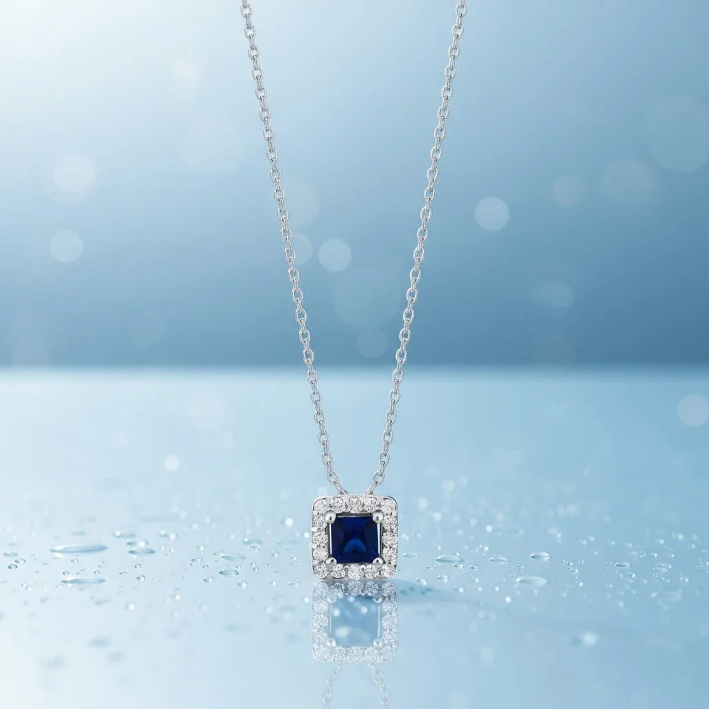 0,23 Karat Pırlanta Safir Kolye - Venta Jewelry