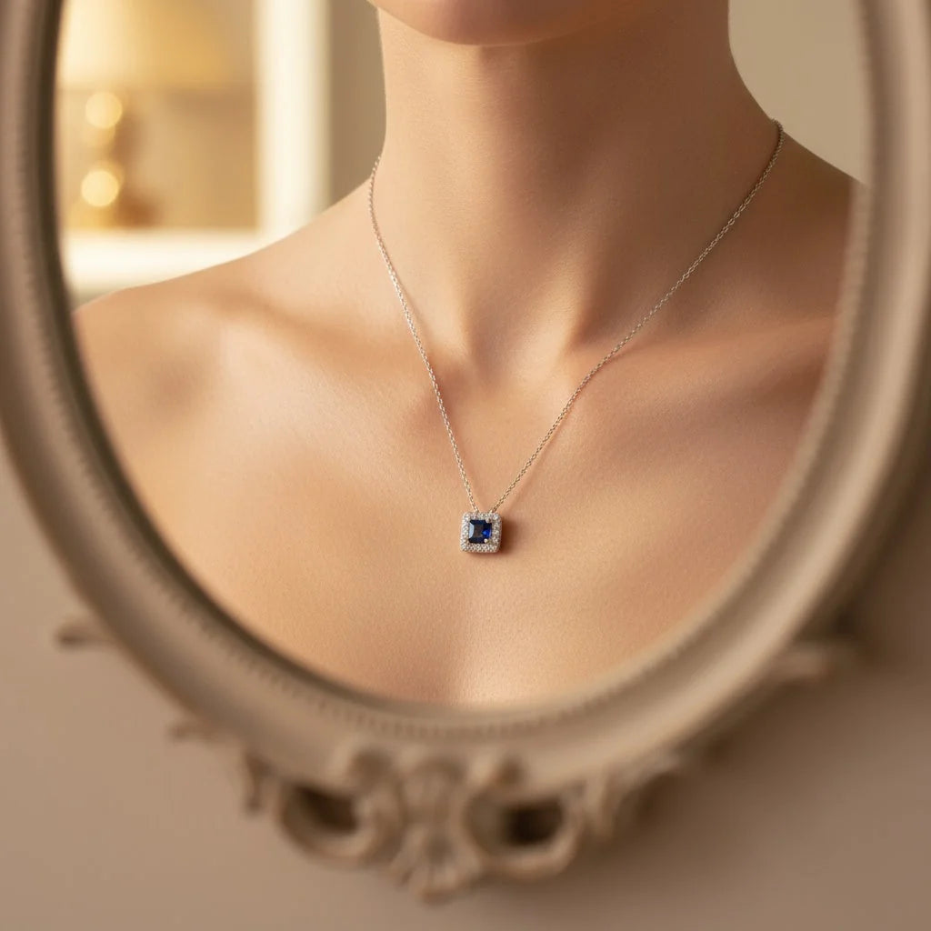 0,23 Karat Pırlanta Safir Kolye - Venta Jewelry