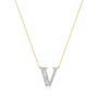 0,23 Karat Pırlantalı Baget Harfli Kolye "V" - Venta Jewelry