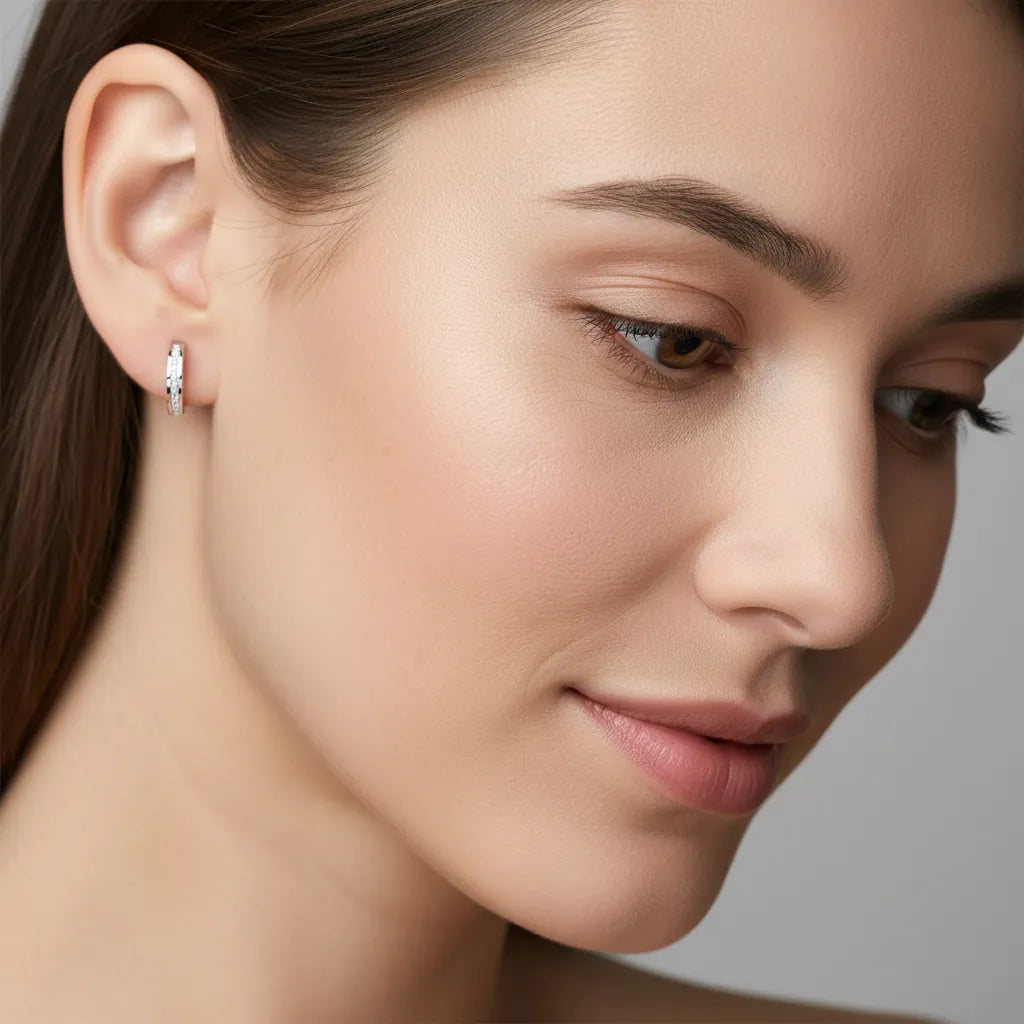 0,24 Karat Pırlanta Halka Küpe, F Renk SI - Venta Jewelry
