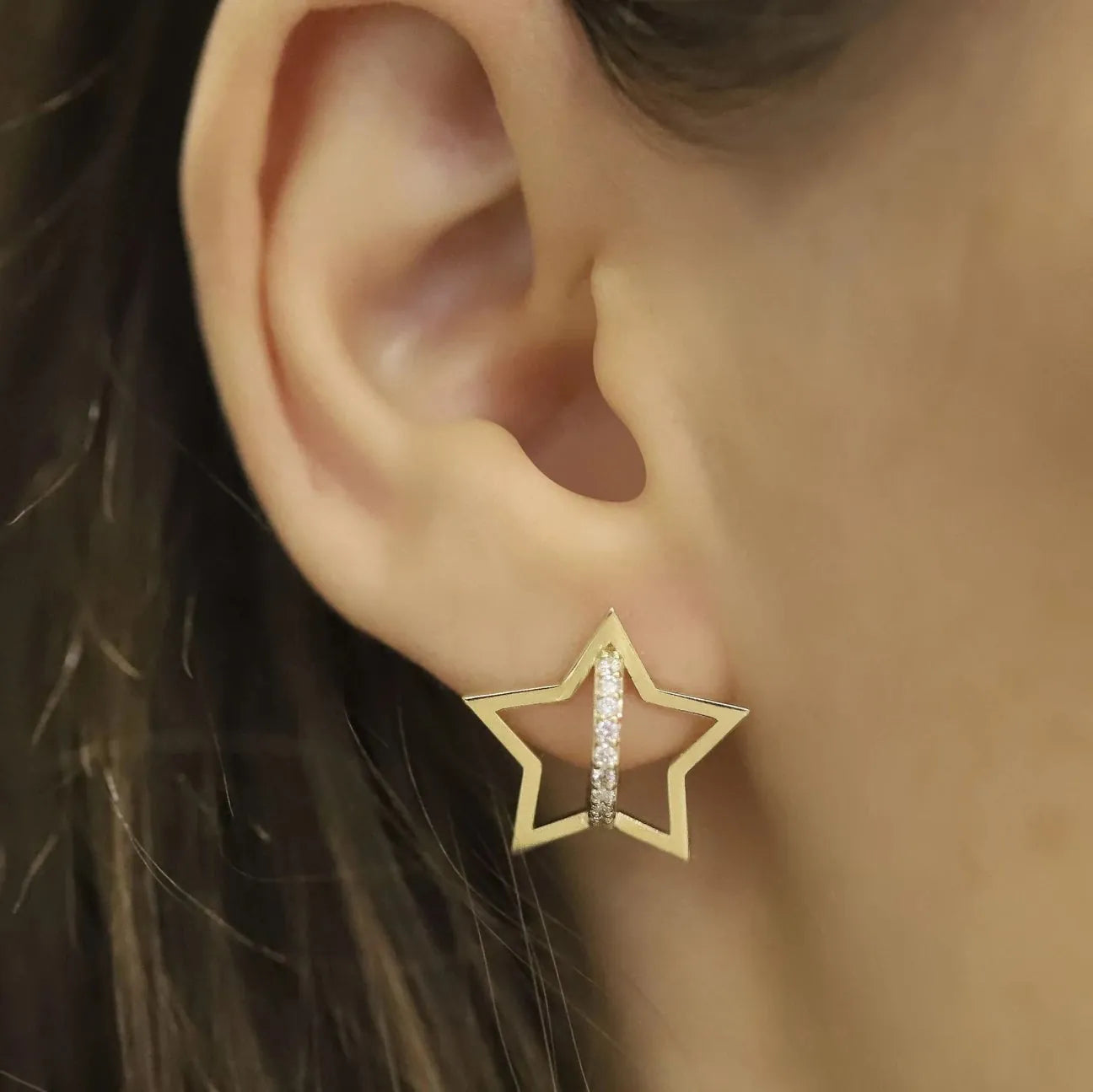 0,24 Karat Tasarım Pırlanta Küpe, F Renk SI - Venta Jewelry
