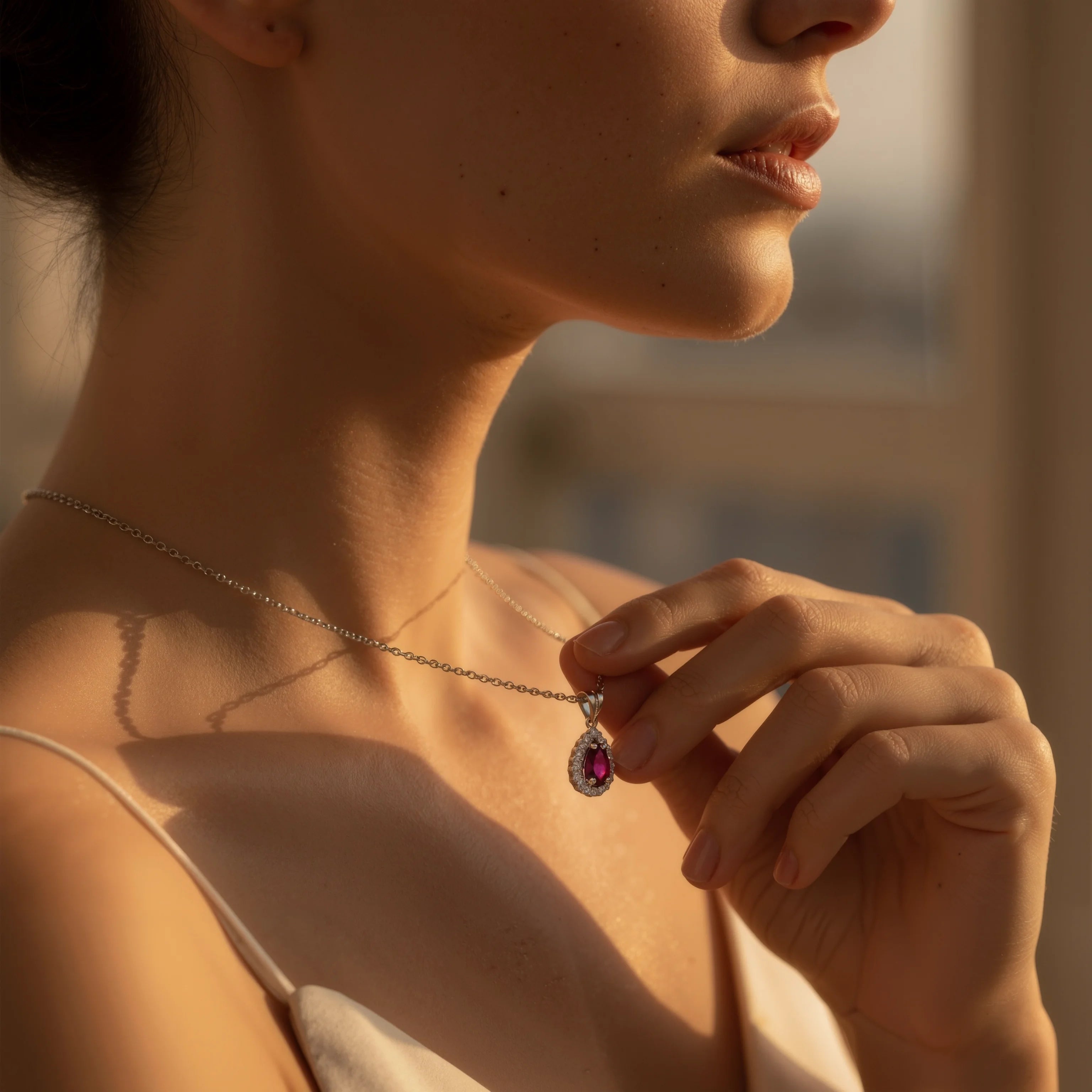 0,26 Karat Pırlantalı Yakut Kolye - Venta Jewelry