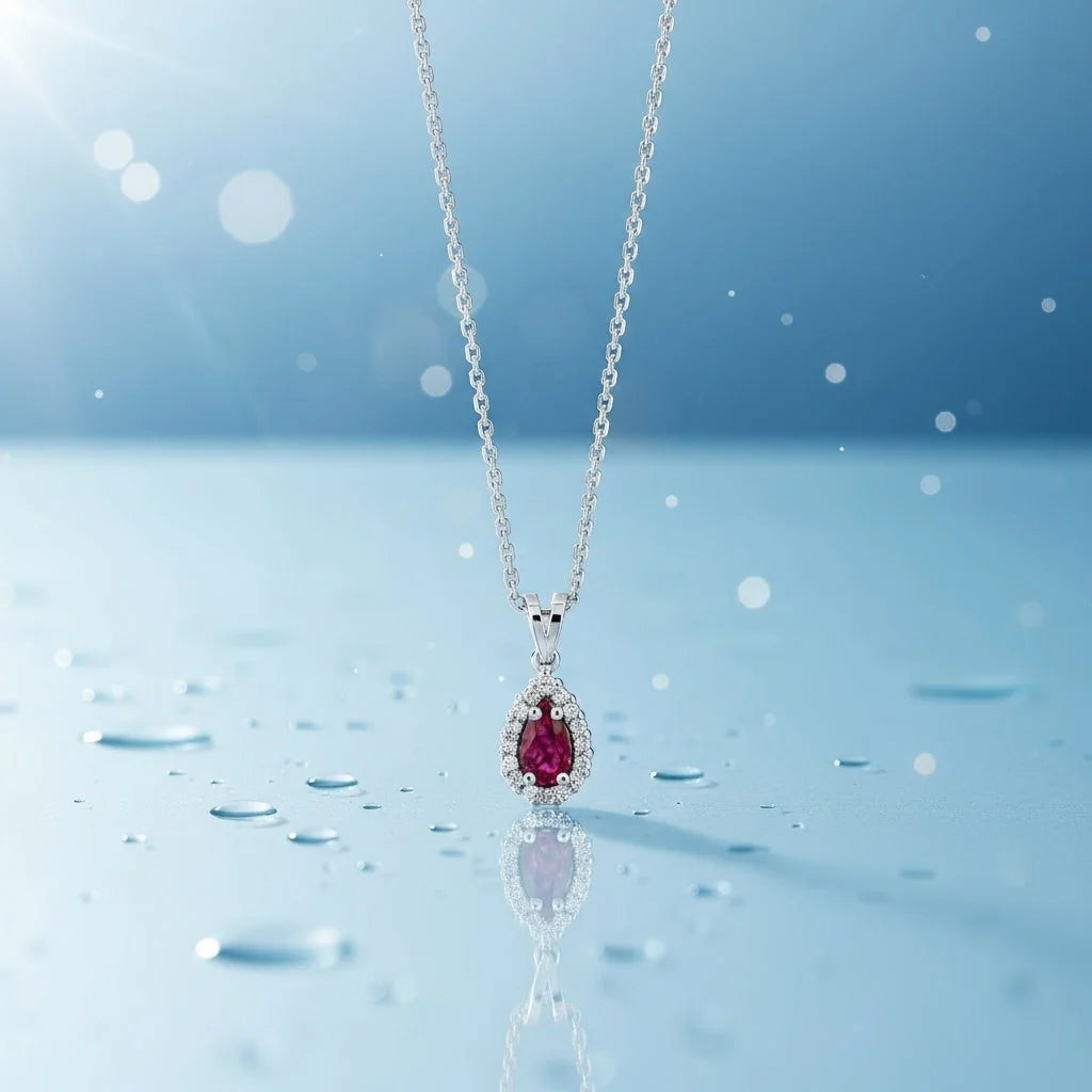 0,26 Karat Pırlantalı Yakut Kolye - Venta Jewelry