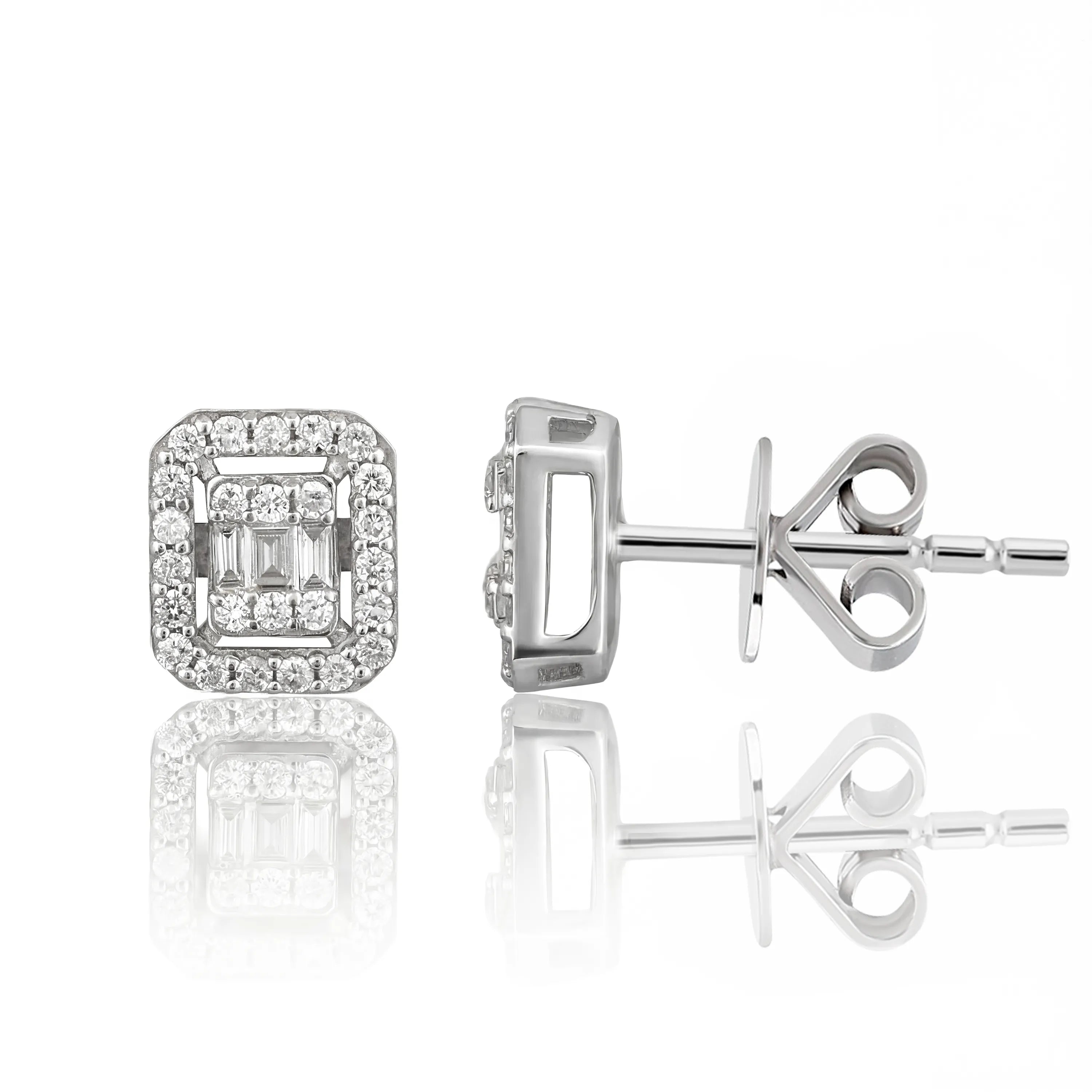 0,27 Karat Baget Pırlanta Küpe, F Renk SI - Venta Jewelry