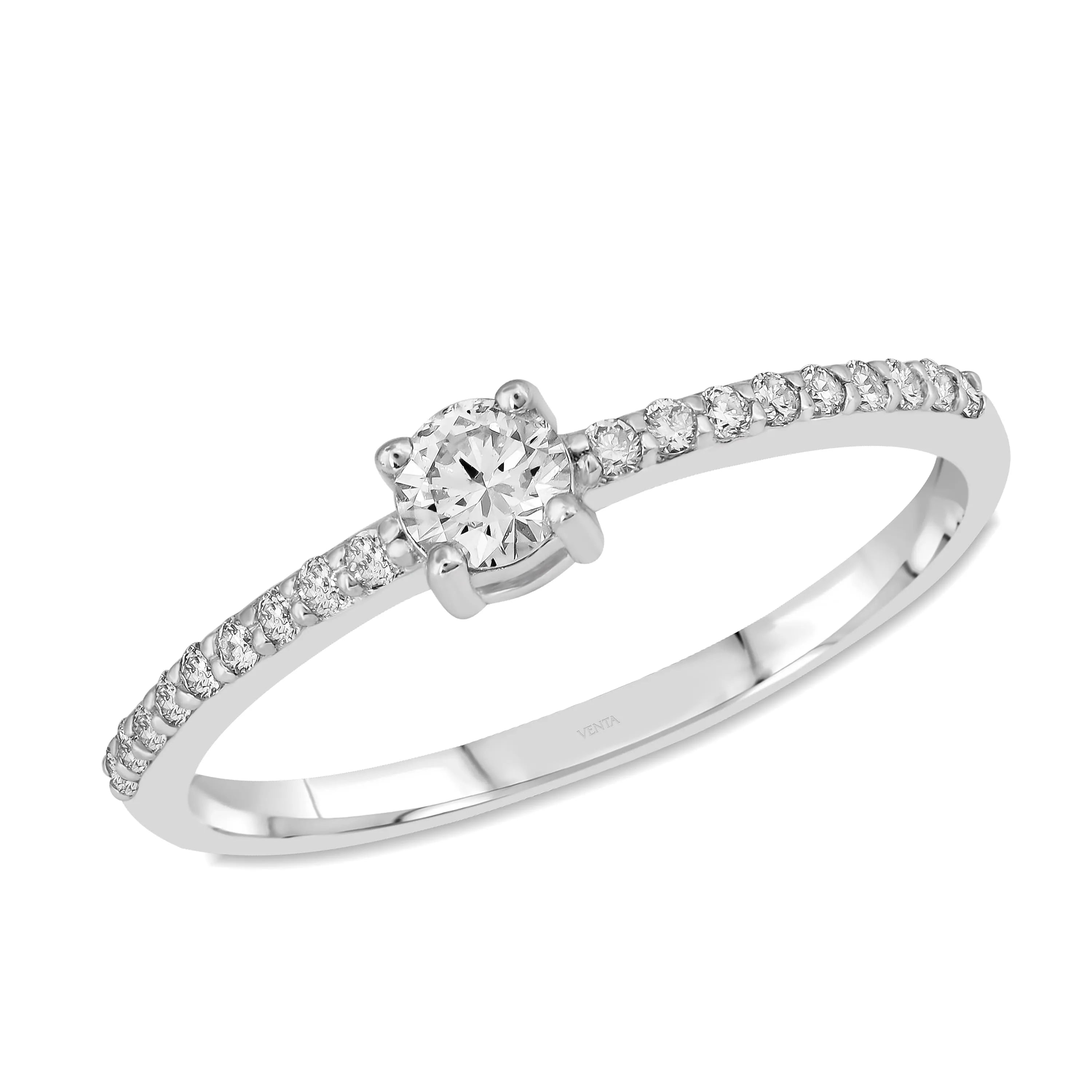 0,30 Karat F Renk Fantazi Tektaş Pırlanta Yüzük, F Renk SI - Venta Jewelry