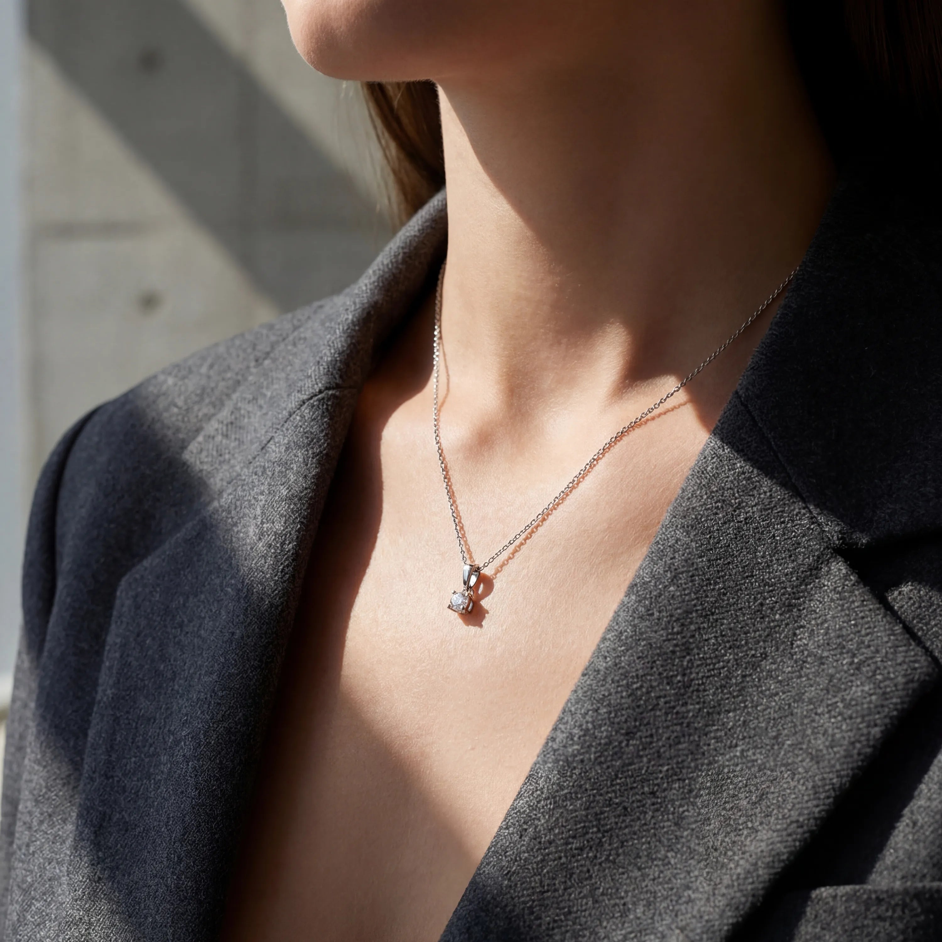 0,30 Karat Pırlanta Tektaş Kolye, F Renk SI - Venta Jewelry