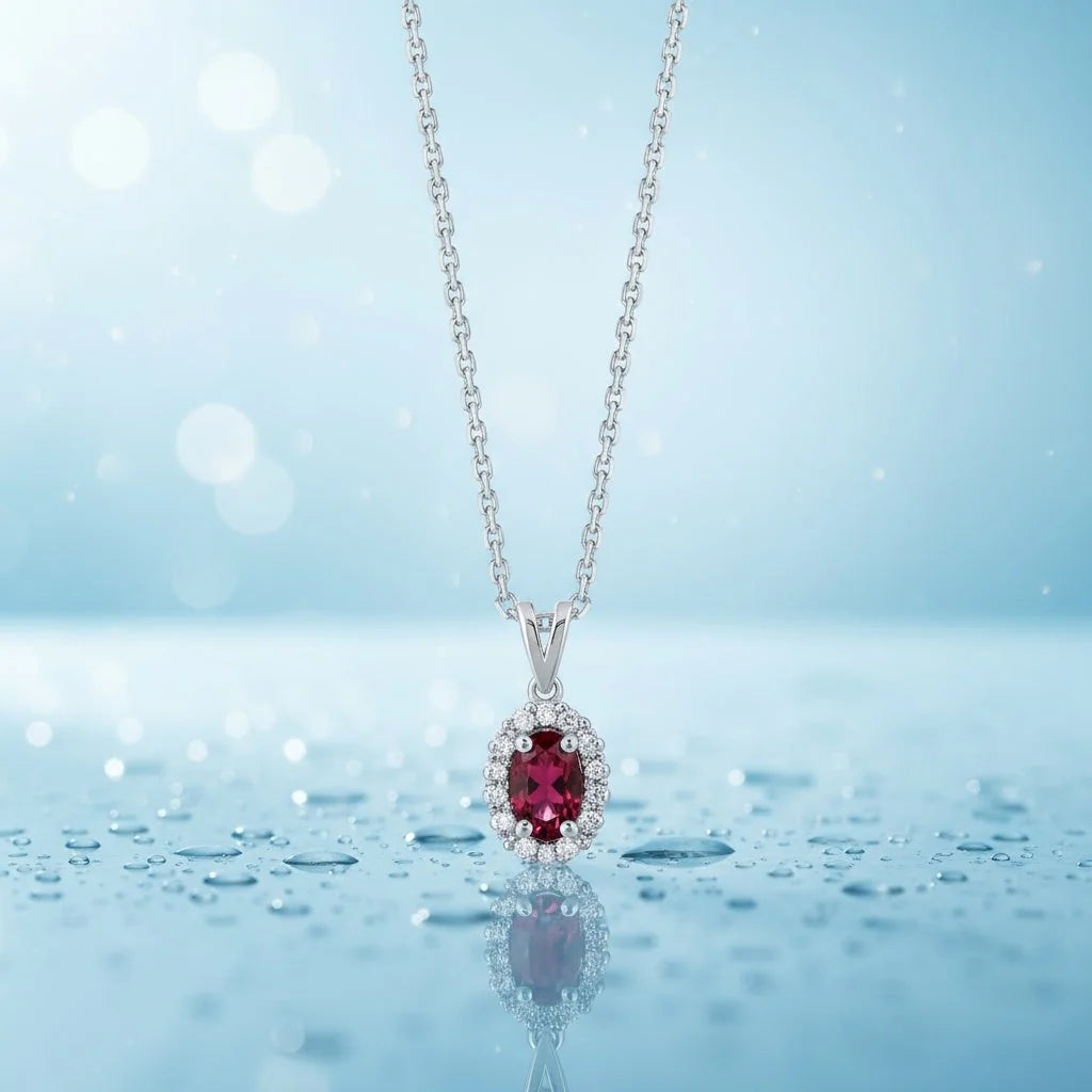 0,32 Karat Pırlantalı Yakut Kolye - Venta Jewelry