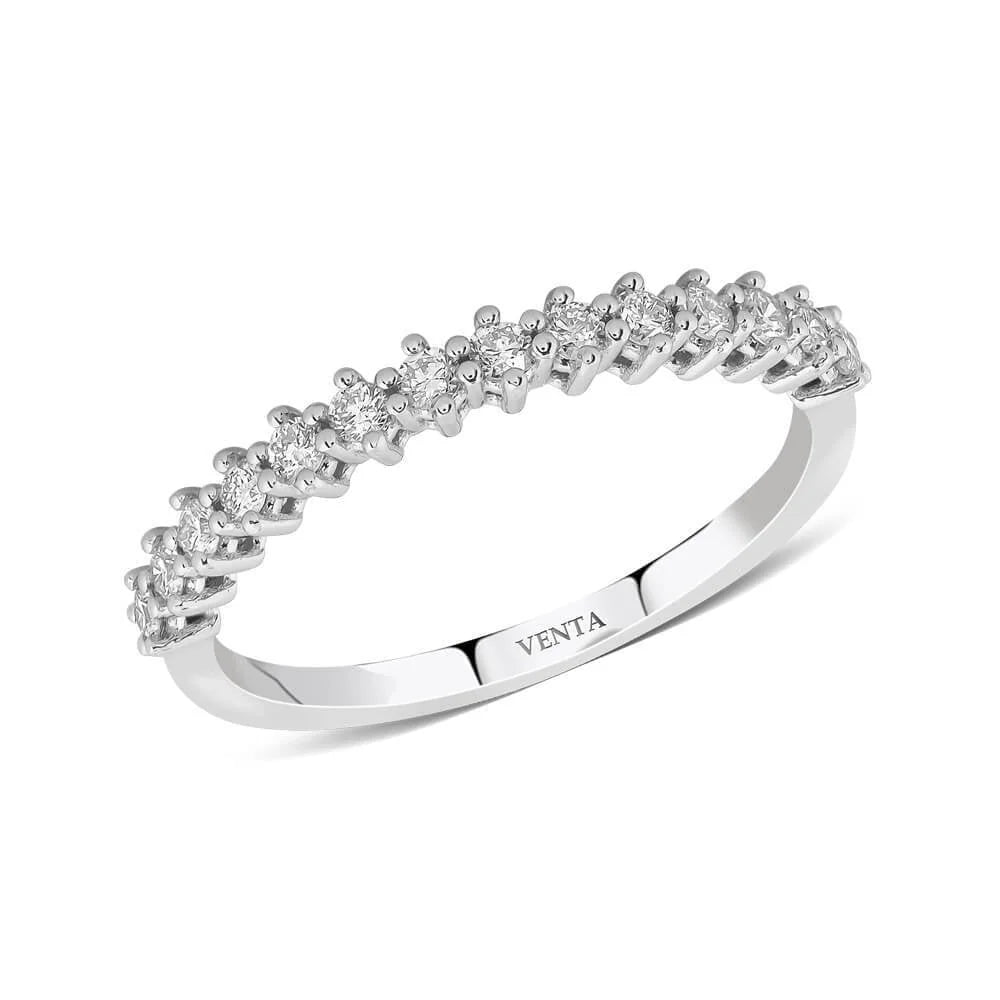 0,35 Karat Yarımtur Pırlanta Yüzük "Şiar", F Renk SI - Venta Jewelry