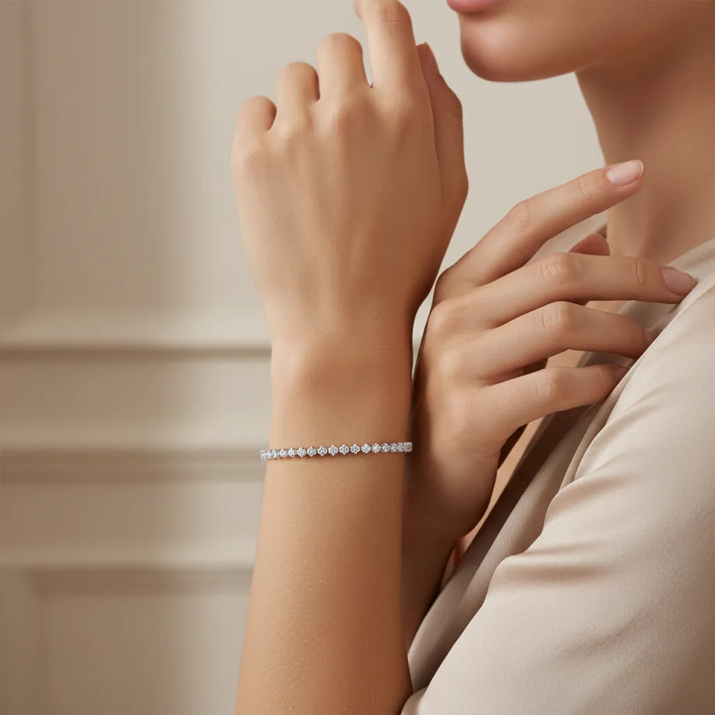 0,36 Karat Su Yolu Pırlanta Bileklik, F Renk SI - Venta Jewelry
