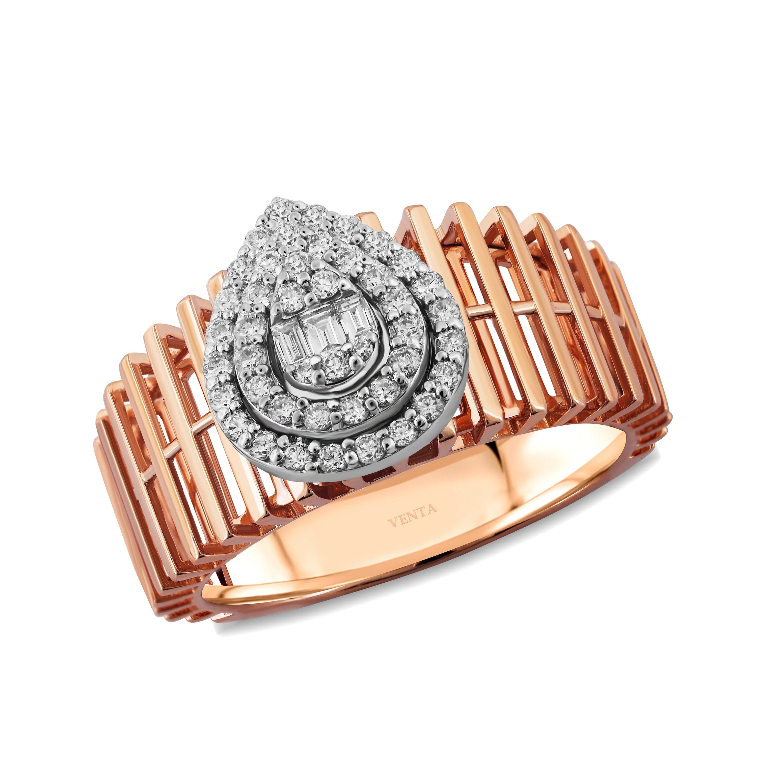 0,36 Karat Tasarım Baget Pırlanta Yüzük - Venta Jewelry