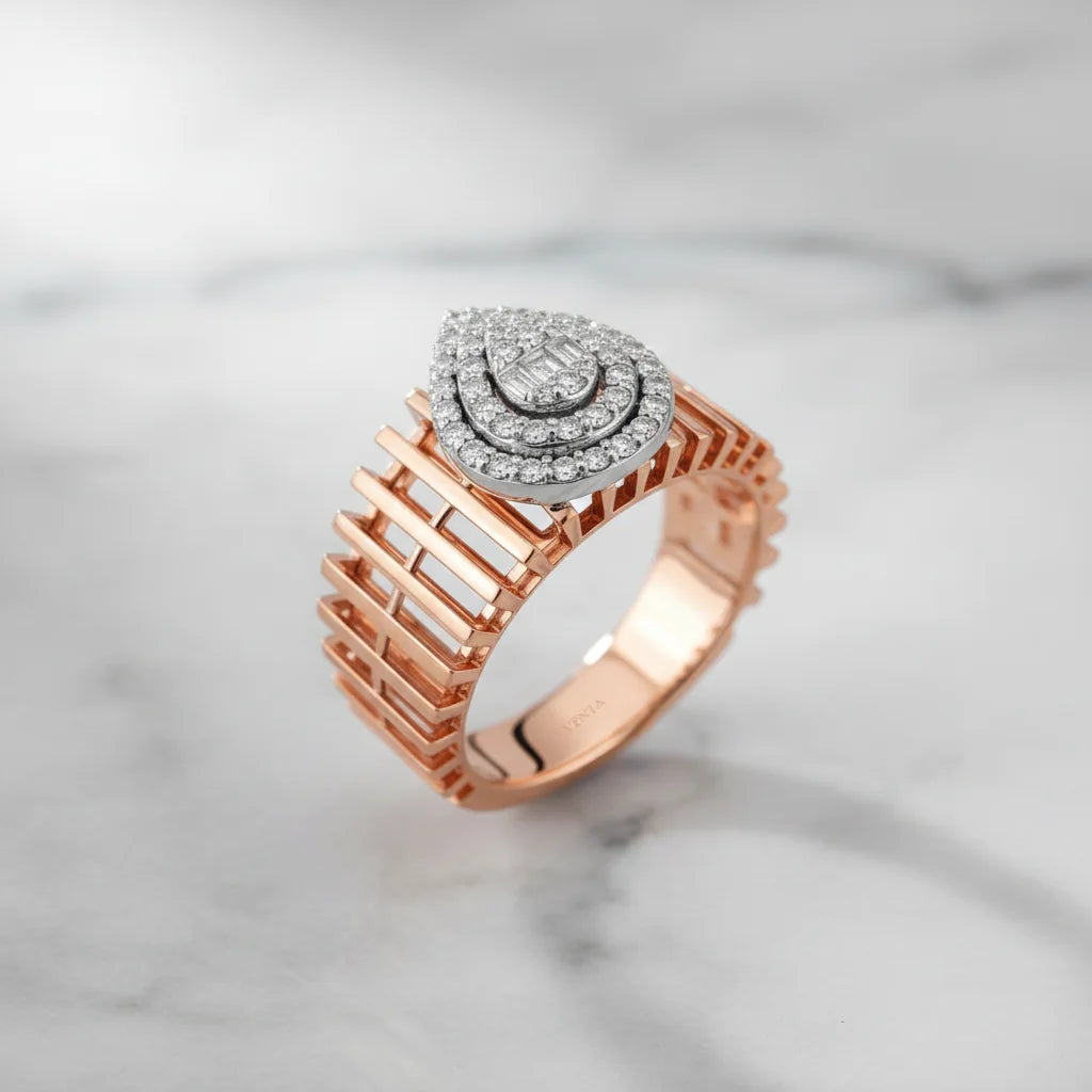 0,36 Karat Tasarım Baget Pırlanta Yüzük - Venta Jewelry