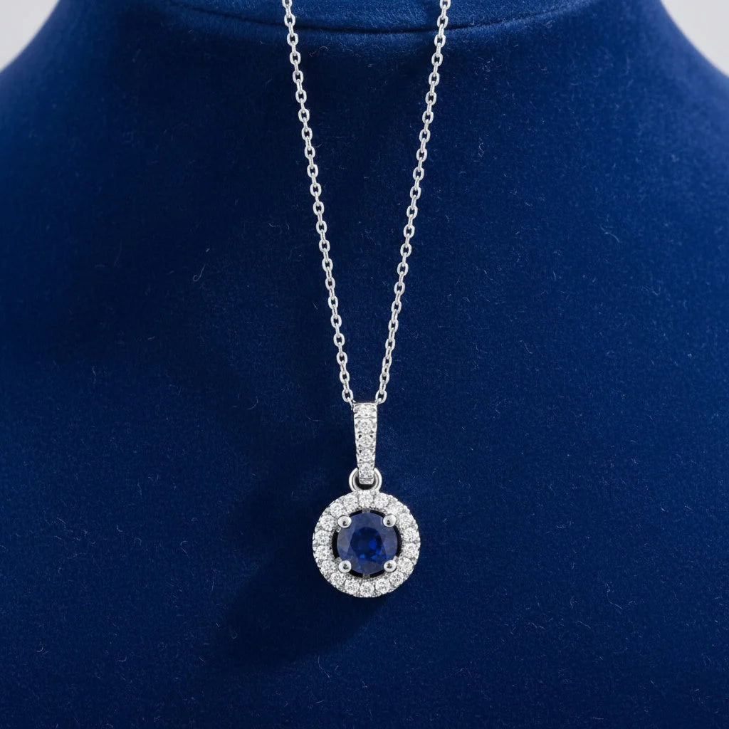 0,37 Karat Pırlanta Safir Kolye - Venta Jewelry