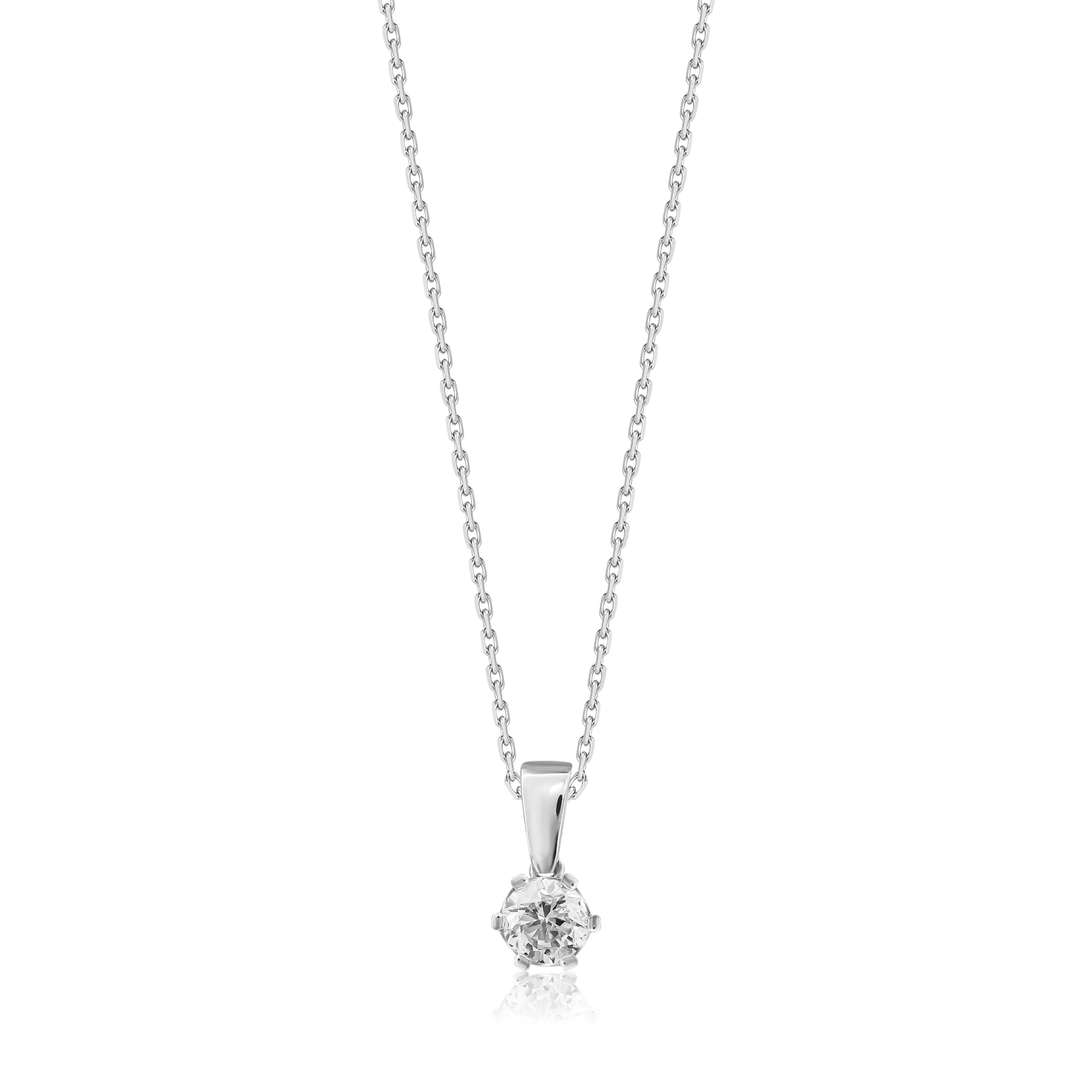 0,37 Karat Pırlanta Tektaş Kolye, F Renk SI - Venta Jewelry
