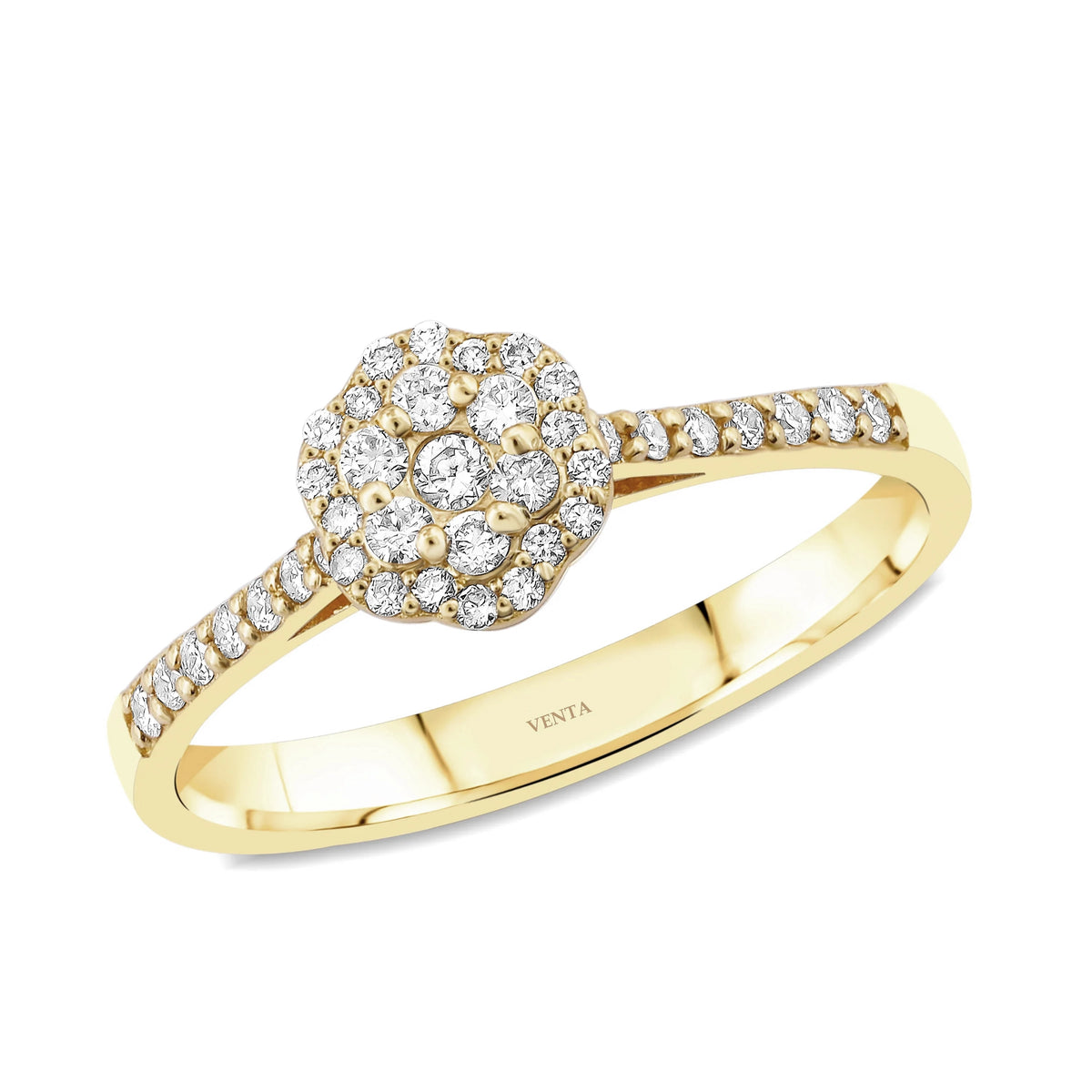 0,38 Karat Coronet Pırlanta Yüzük, F Renk SI - Venta Jewelry

