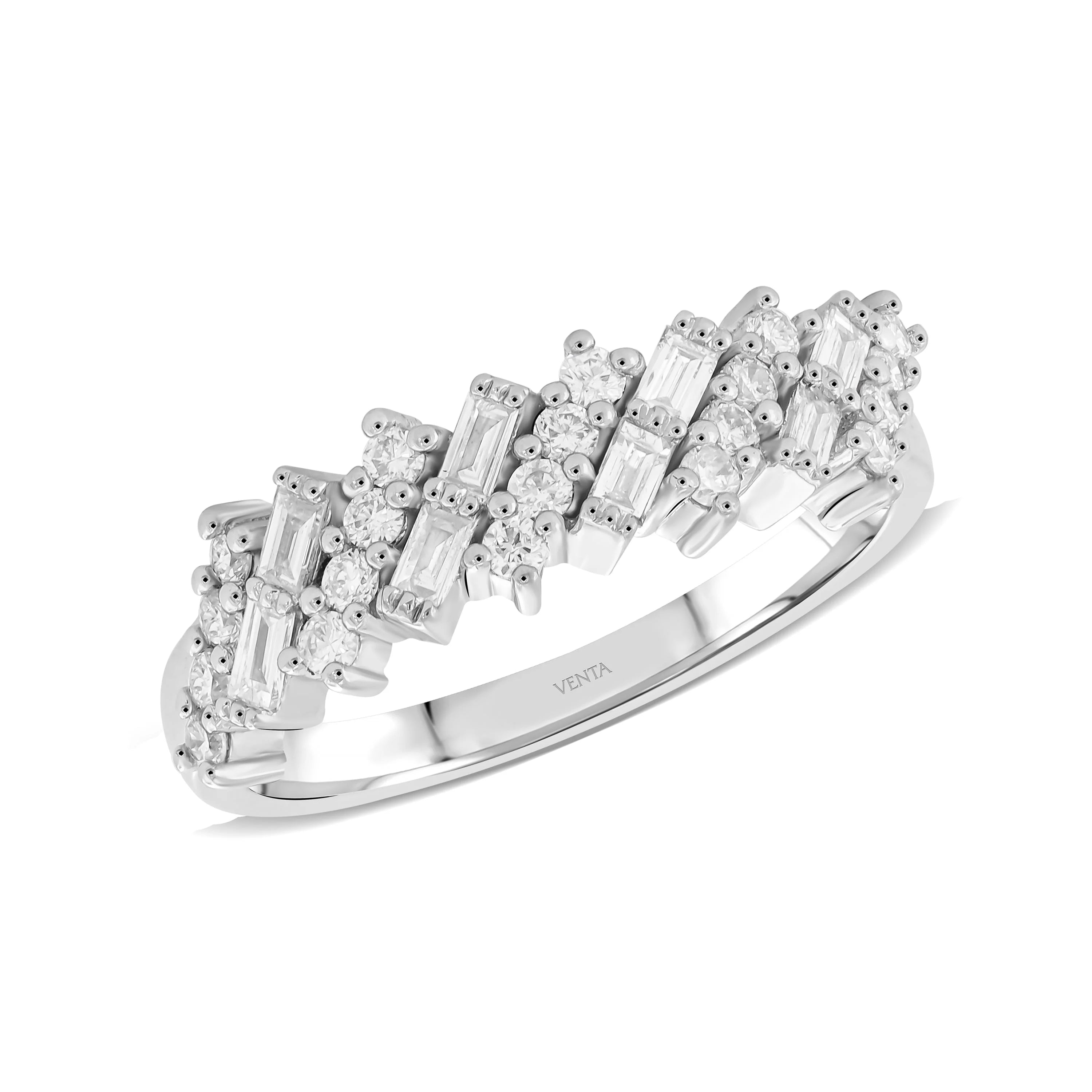 0,39 Karat Tasarım Baget Pırlanta Yüzük - Venta Jewelry