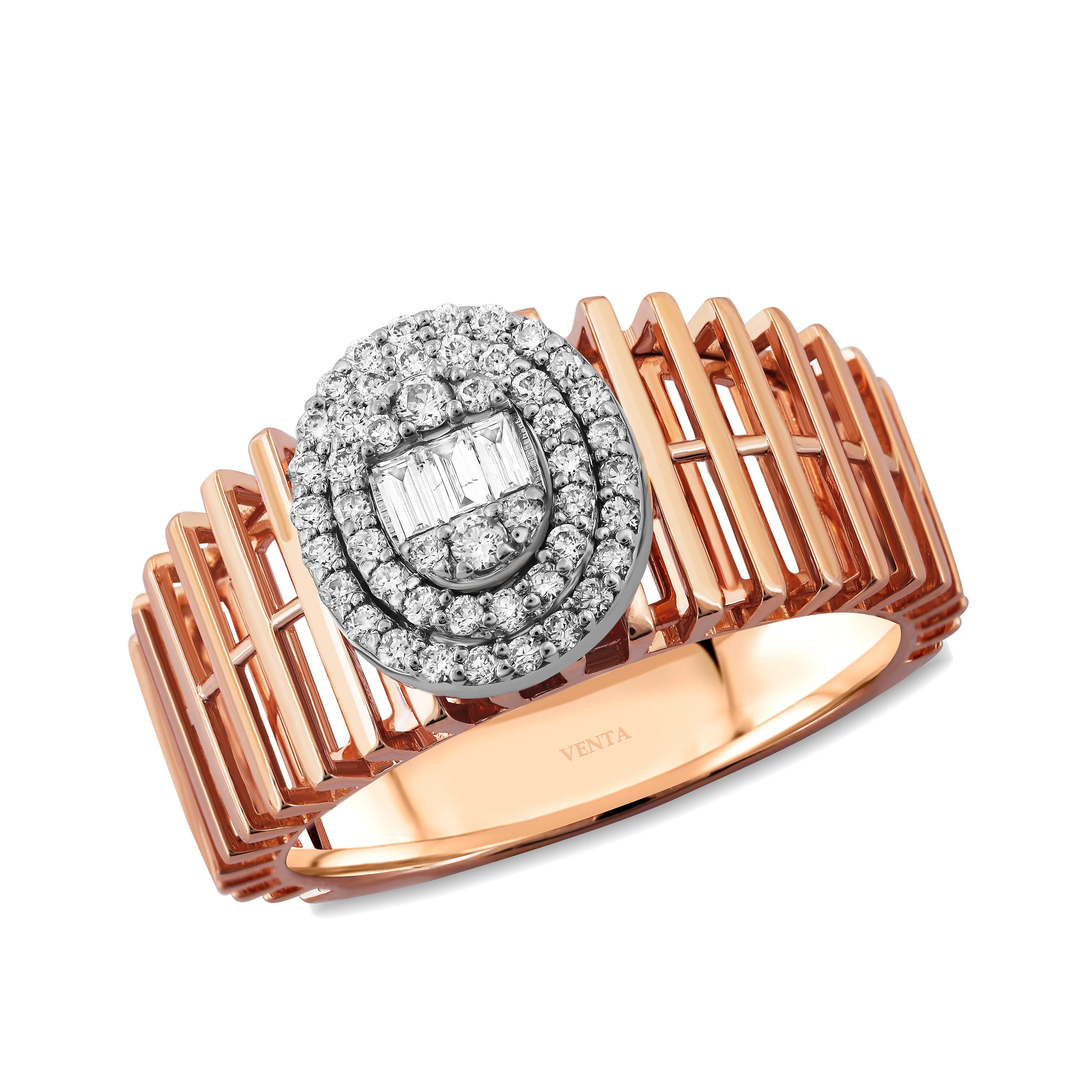 0,39 Karat Tasarım Baget Pırlanta Yüzük - Venta Jewelry