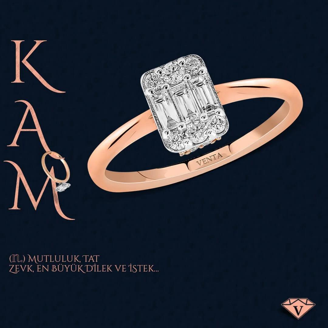 0,40 Karat Baget Pırlanta Yüzük "Kam" - Venta Jewelry