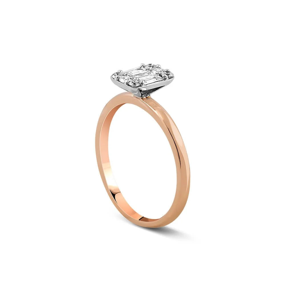 0,40 Karat Baget Pırlanta Yüzük "Kam" - Venta Jewelry