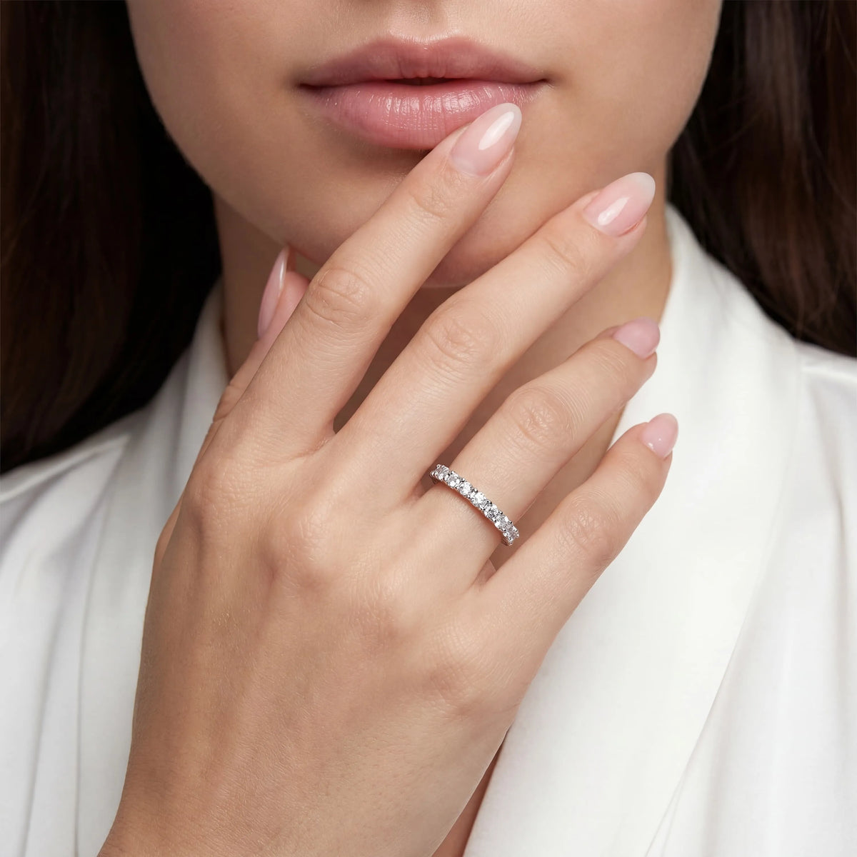 0,40 Karat F Renk Yarımtur Pırlanta Yüzük, F Renk SI - Venta Jewelry
