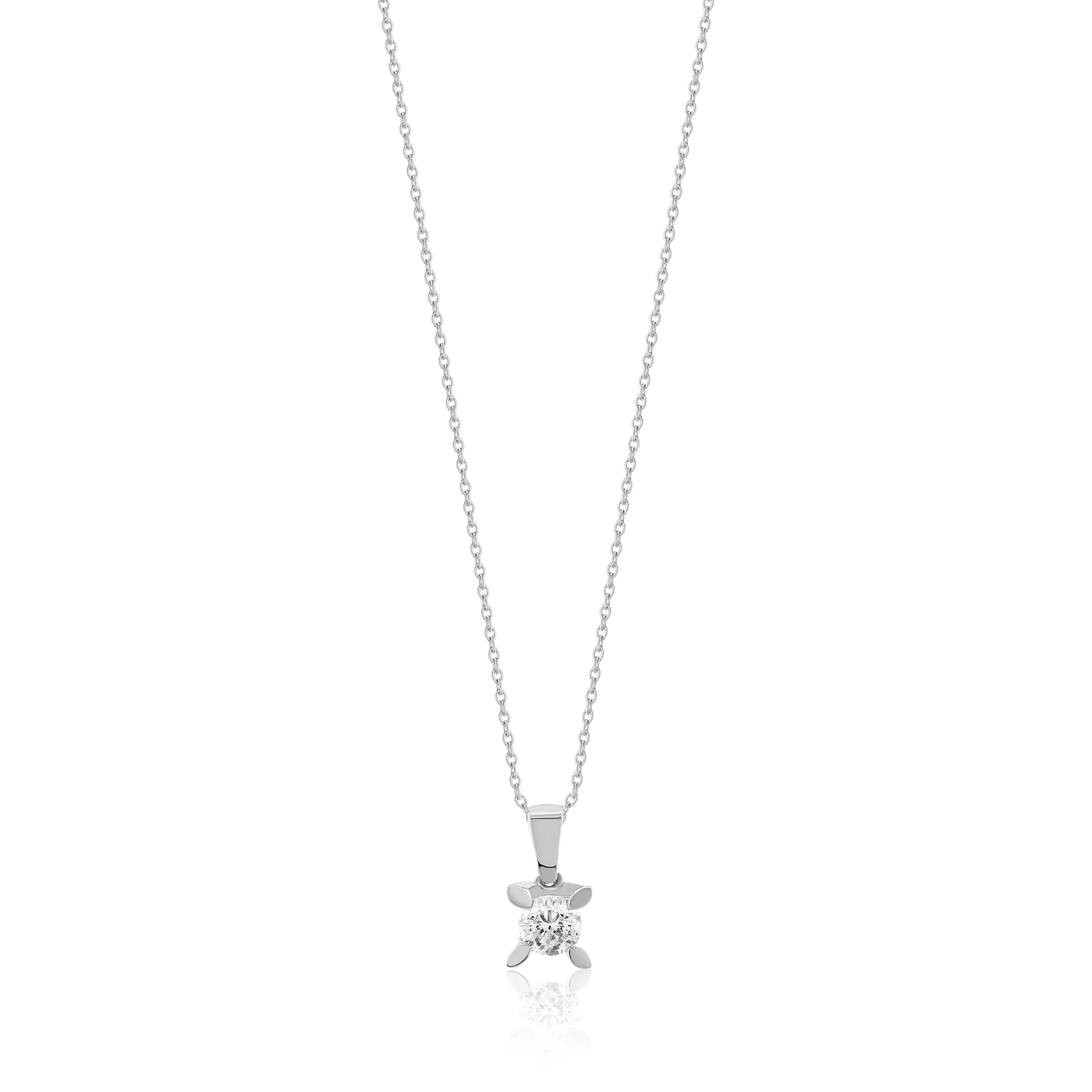 0,40 Karat Pırlanta Tektaş Kolye, F Renk SI - Venta Jewelry