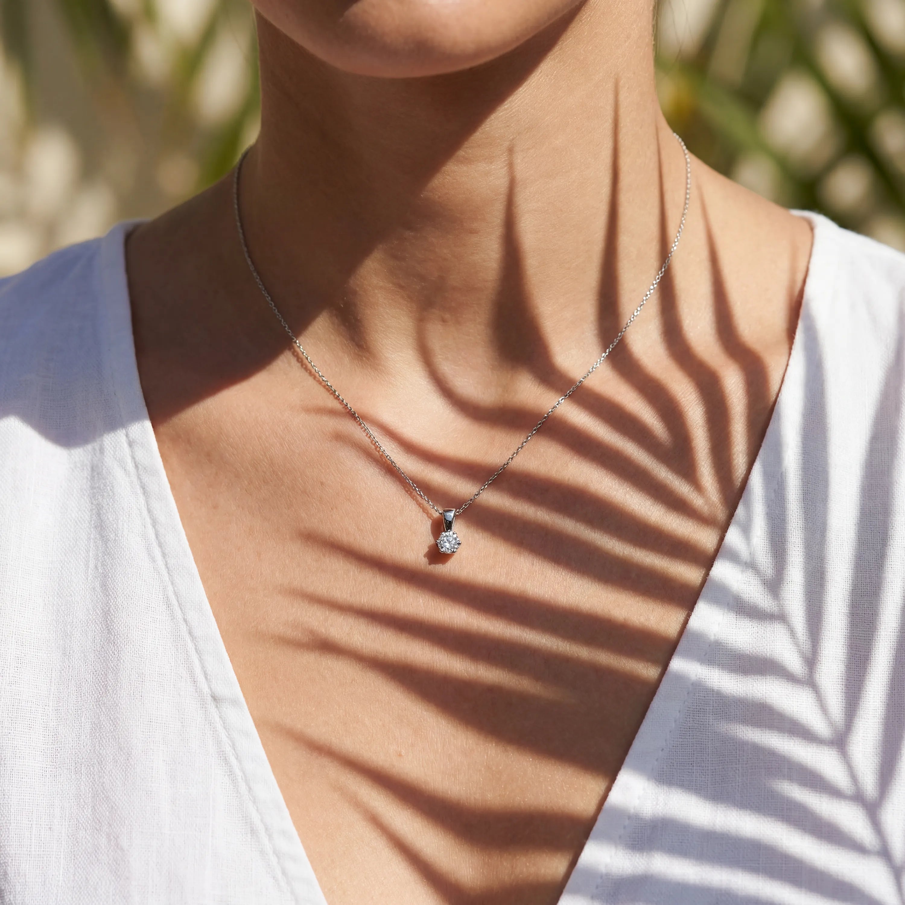 0,40 Karat Pırlanta Tektaş Kolye, F Renk SI - Venta Jewelry