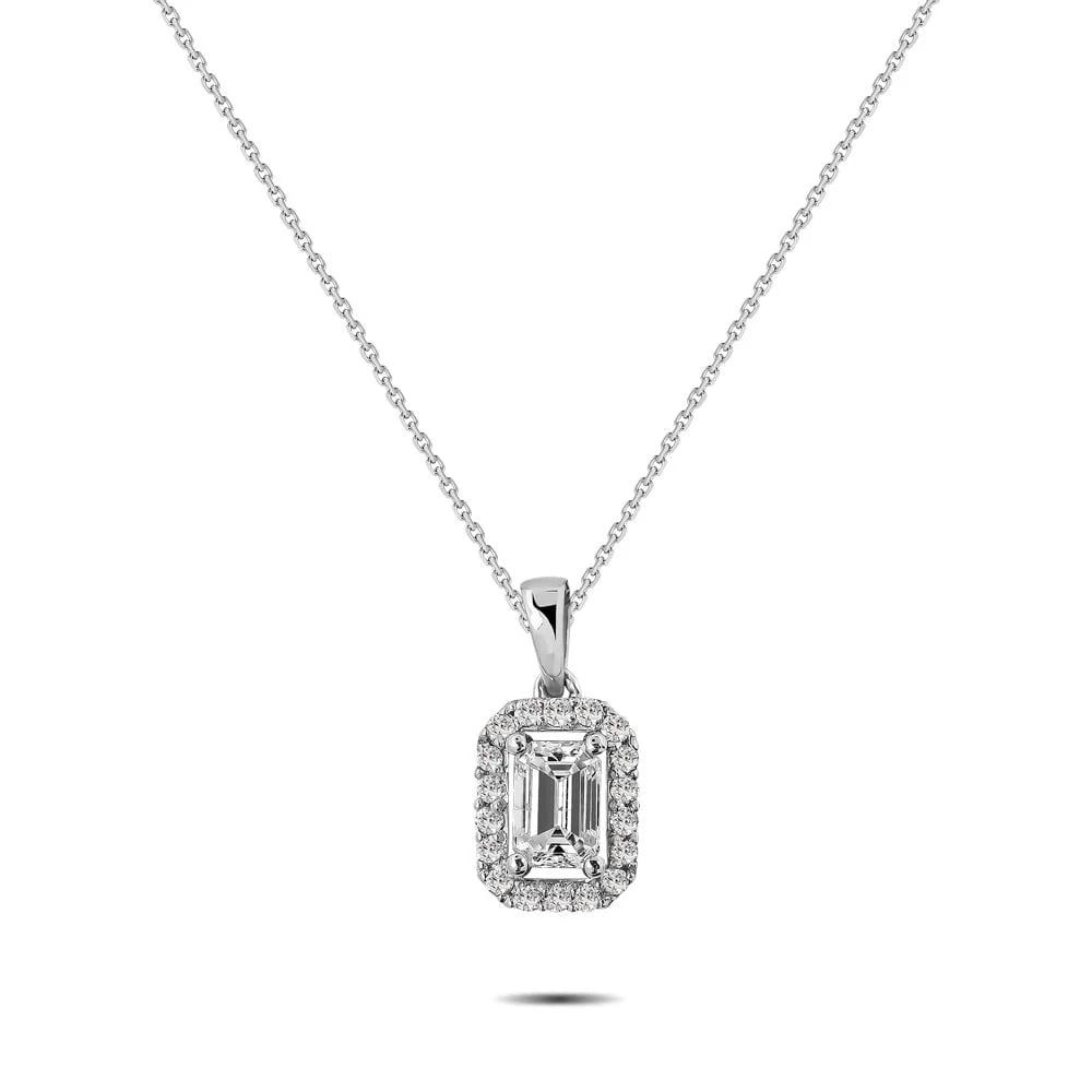 0,41 Karat Zümrüt Kesim Pırlanta Kolye "Leda" - Venta Jewelry