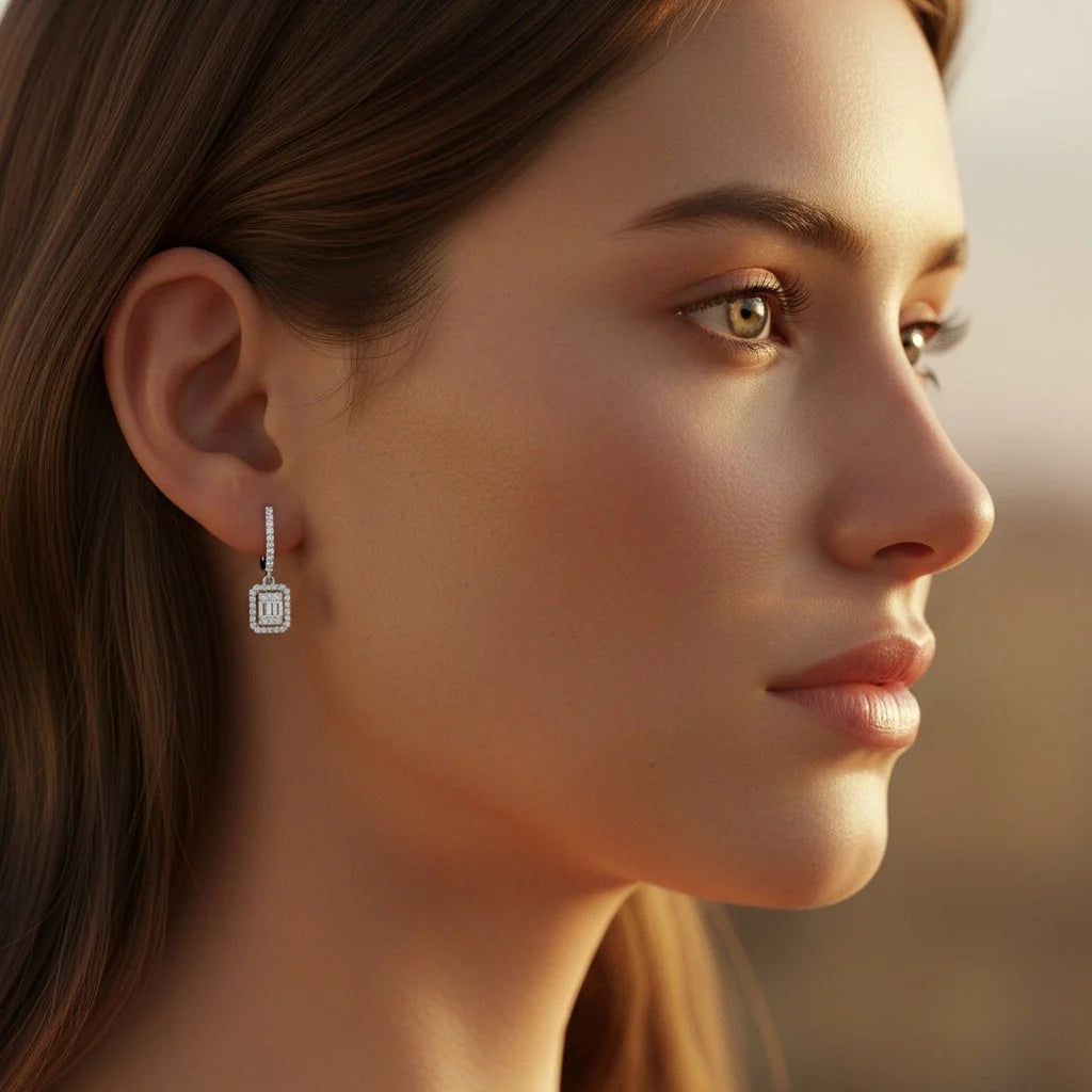 0,42 Karat Baget Pırlanta Küpe "EFZA" - Venta Jewelry