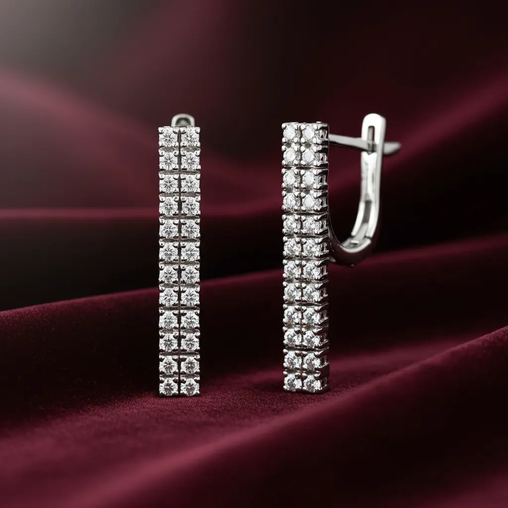 0,42 Karat Pırlanta Su Yolu Küpe, F Renk SI - Venta Jewelry

