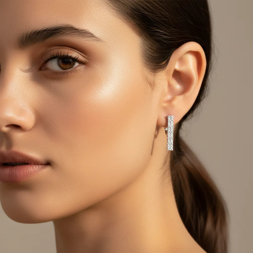 0,42 Karat Pırlanta Su Yolu Küpe, F Renk SI - Venta Jewelry