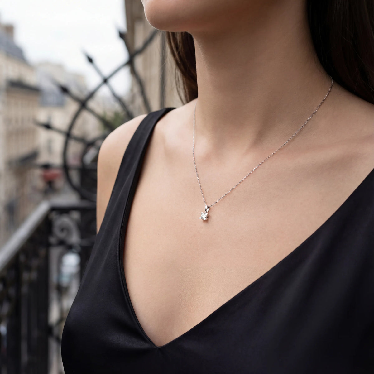0,43 Karat Pırlanta Tektaş Kolye, F Renk SI - Venta Jewelry
