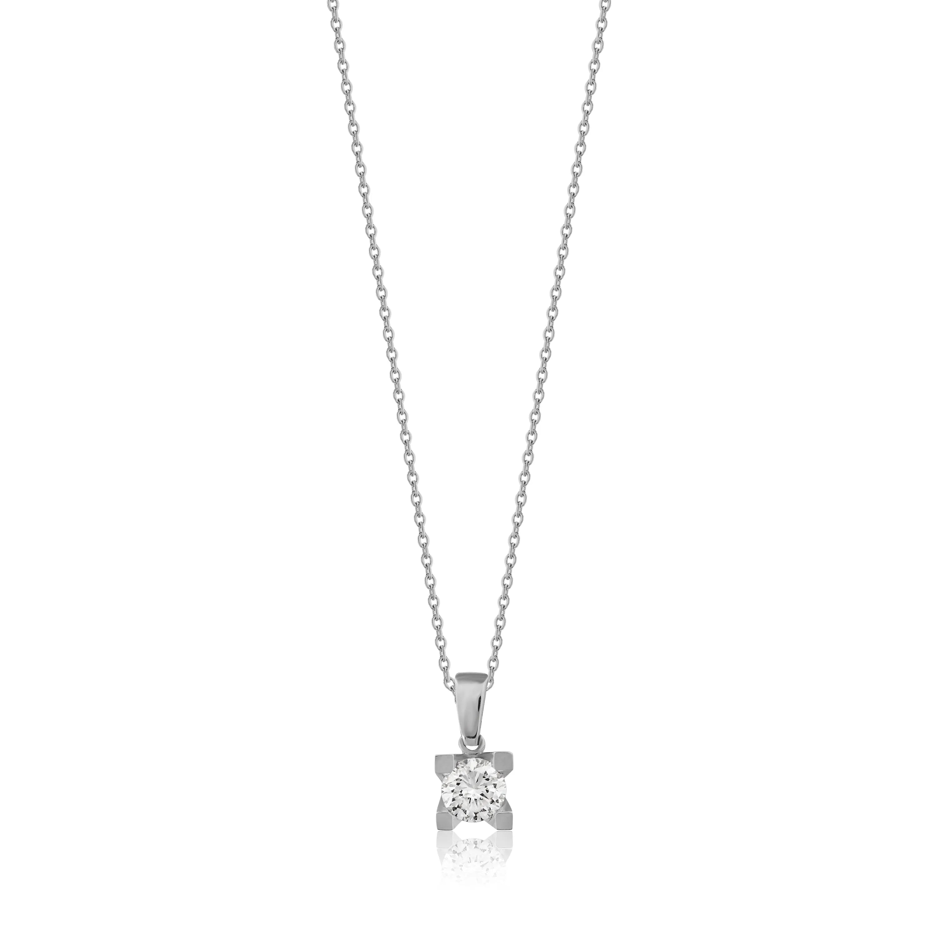 0,43 Karat Pırlanta Tektaş Kolye, F Renk SI - Venta Jewelry