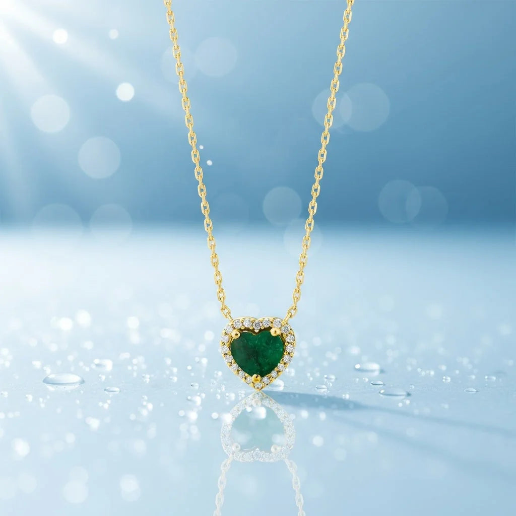 0,45 Karat Pırlantalı Zümrüt Kolye - Venta Jewelry