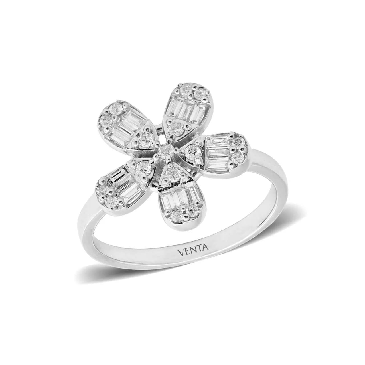 0,46 Karat Tasarım Baget Pırlanta Yüzük - Venta Jewelry