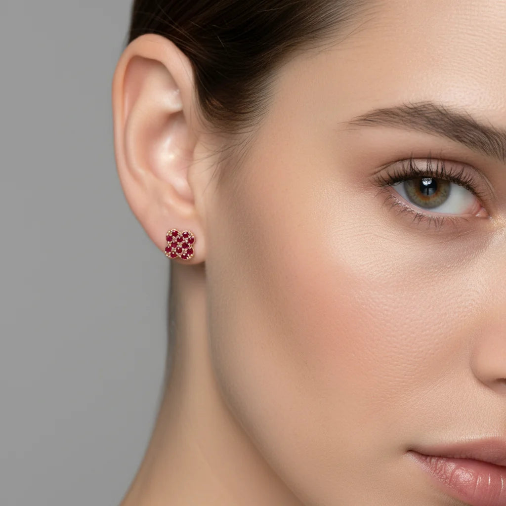 0,46 Karat Yakut Küpe "Elvin" - Venta Jewelry