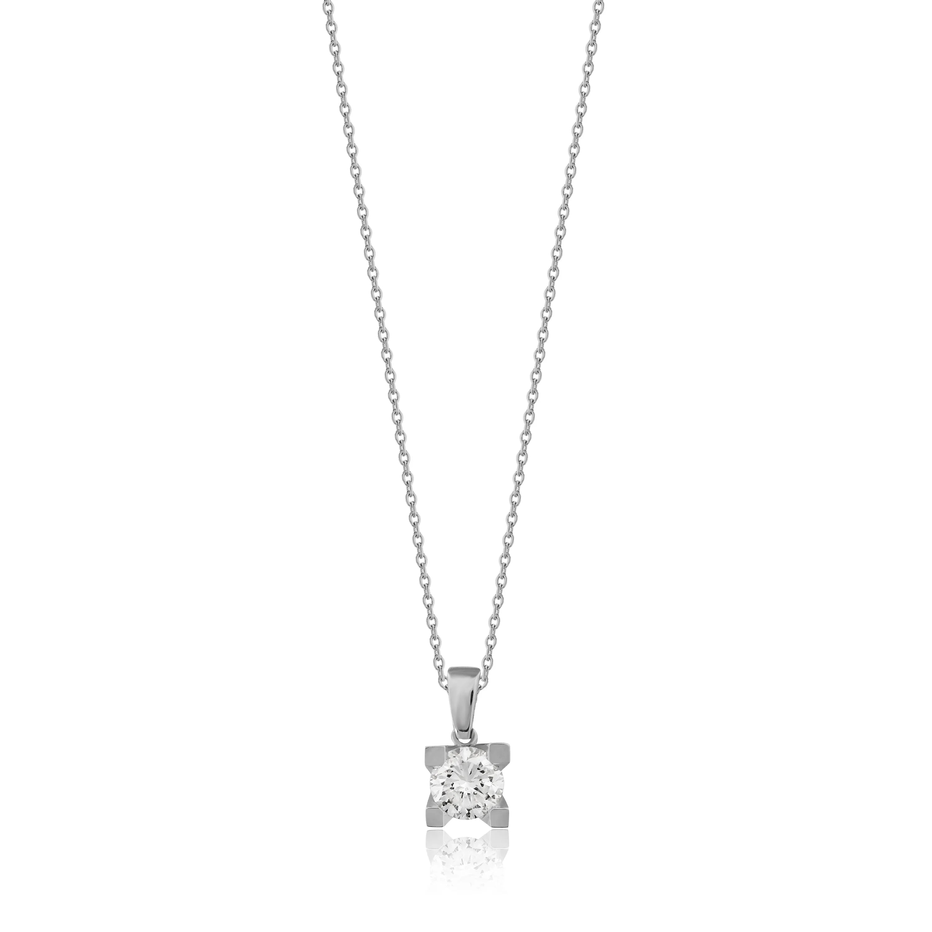 0,48 Karat Pırlanta Tektaş Kolye, F Renk SI - Venta Jewelry