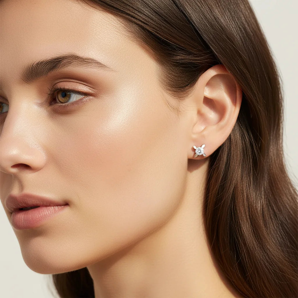 0,50 Karat Badem Tektaş Pırlanta Küpe - Venta Jewelry