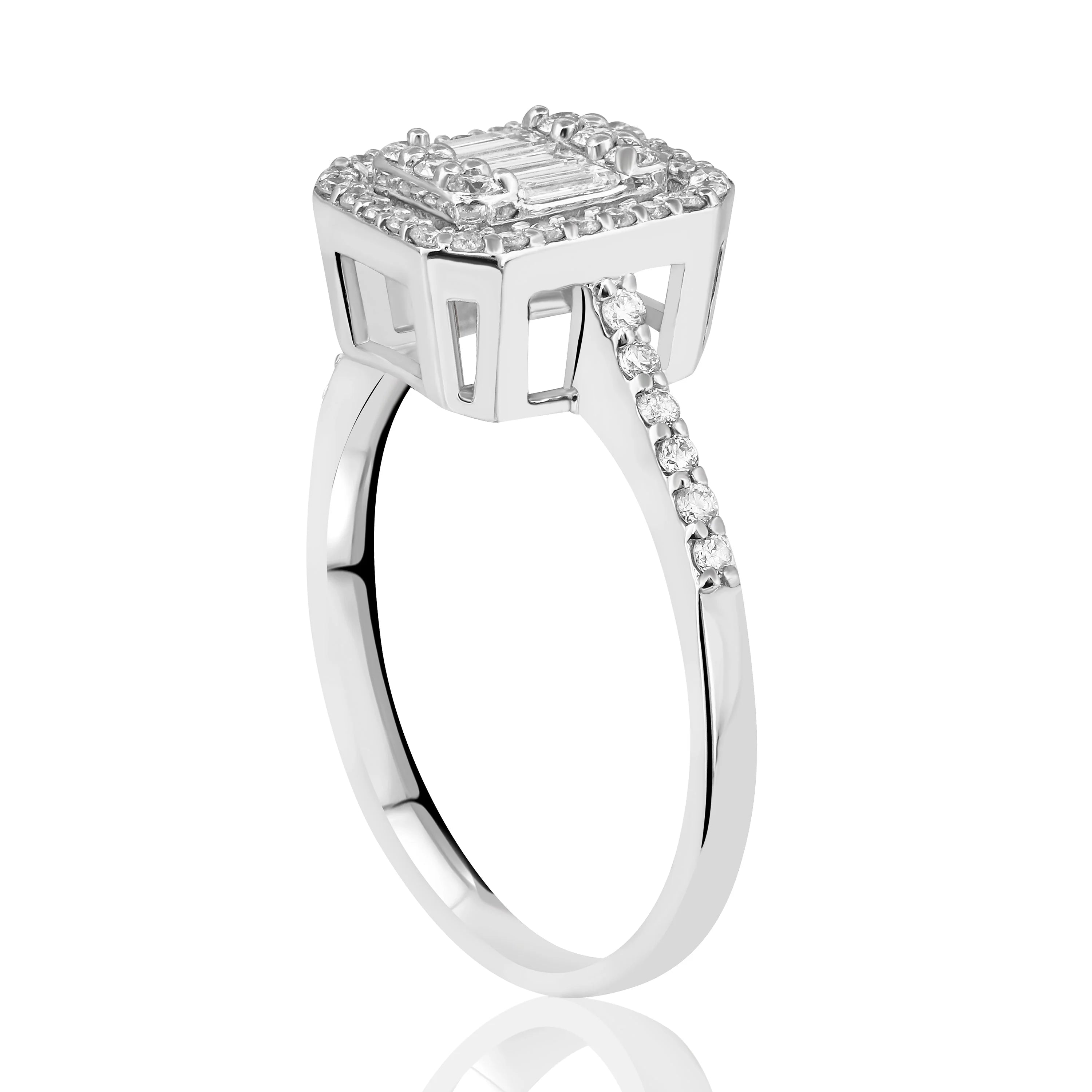 0,50 Karat Baget Pırlanta Yüzük "Efza", F Renk SI - Venta Jewelry