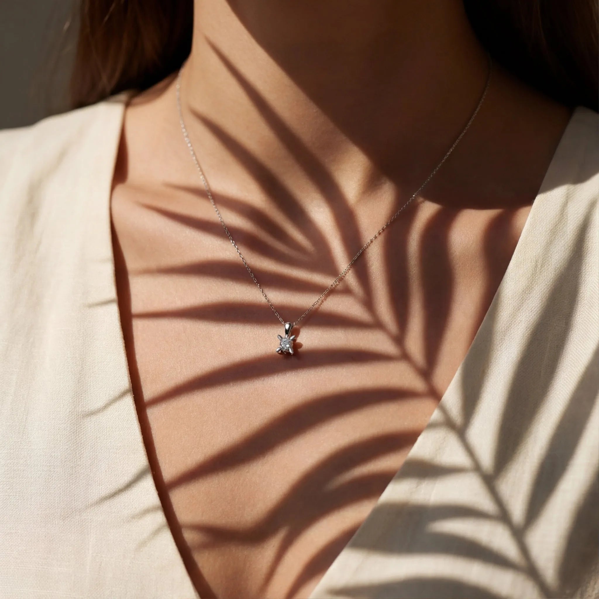 0,50 Karat Pırlanta Tektaş Kolye, F Renk SI - Venta Jewelry