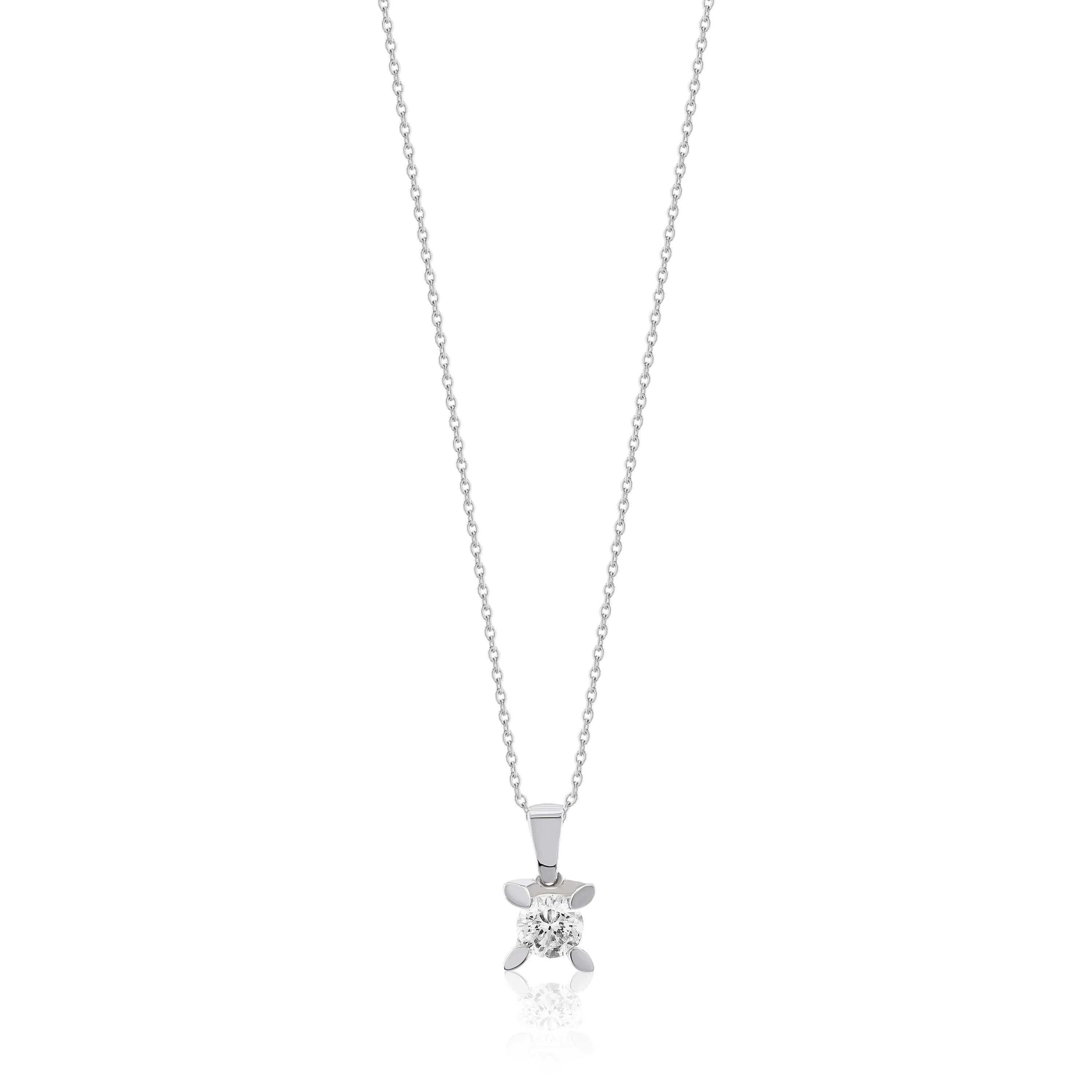0,50 Karat Pırlanta Tektaş Kolye, F Renk SI - Venta Jewelry
