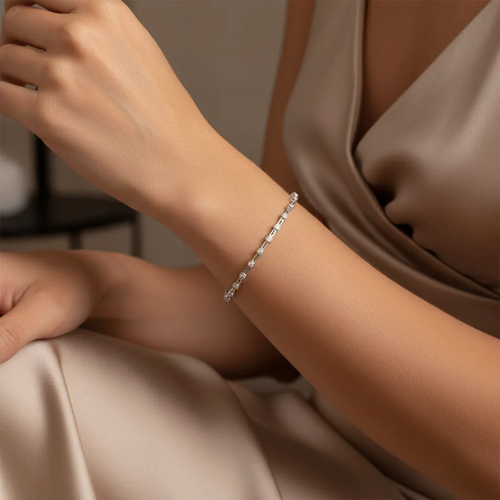 0,50 Karat Su Yolu Pırlanta Bileklik, F Renk SI - Venta Jewelry