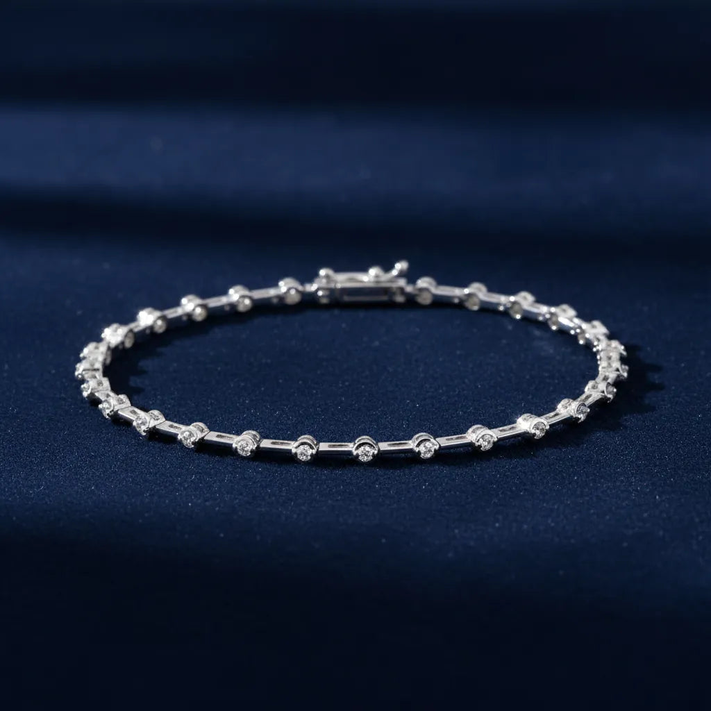 0,50 Karat Su Yolu Pırlanta Bileklik, F Renk SI - Venta Jewelry
