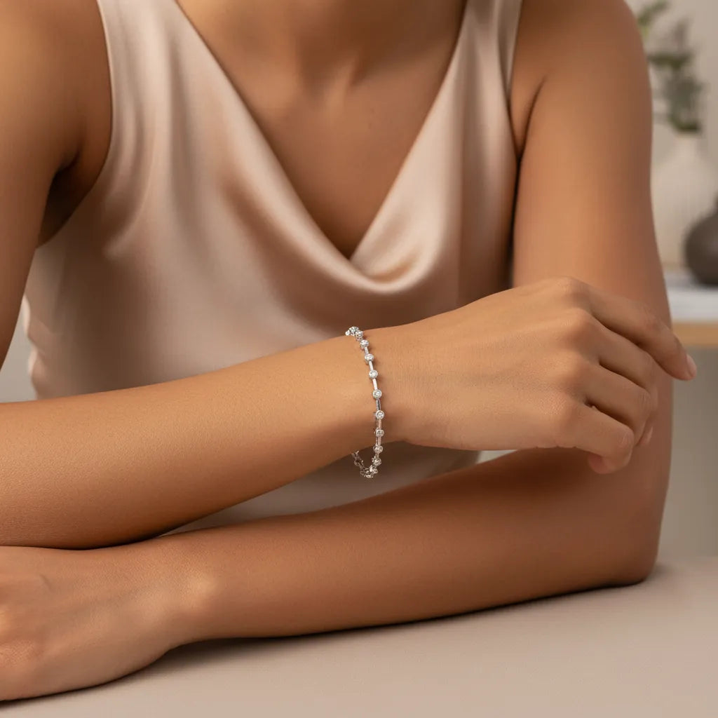 0,50 Karat Su Yolu Pırlanta Bileklik, F Renk SI - Venta Jewelry
