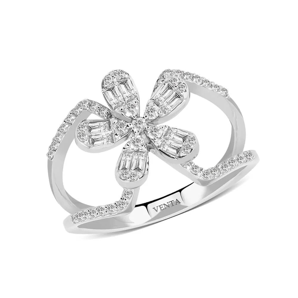 0,50 Karat Tasarım Baget Pırlanta Yüzük "Ilım" - Venta Jewelry