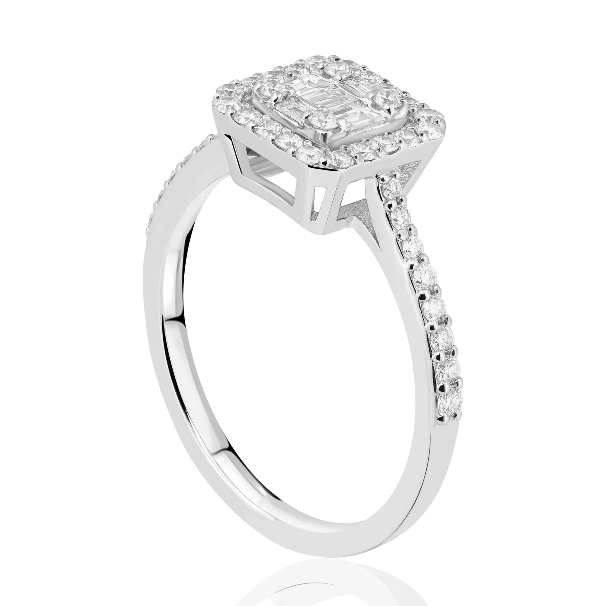 0,54 Karat F Renk Baget Pırlanta Yüzük, F Renk SI - Venta Jewelry

